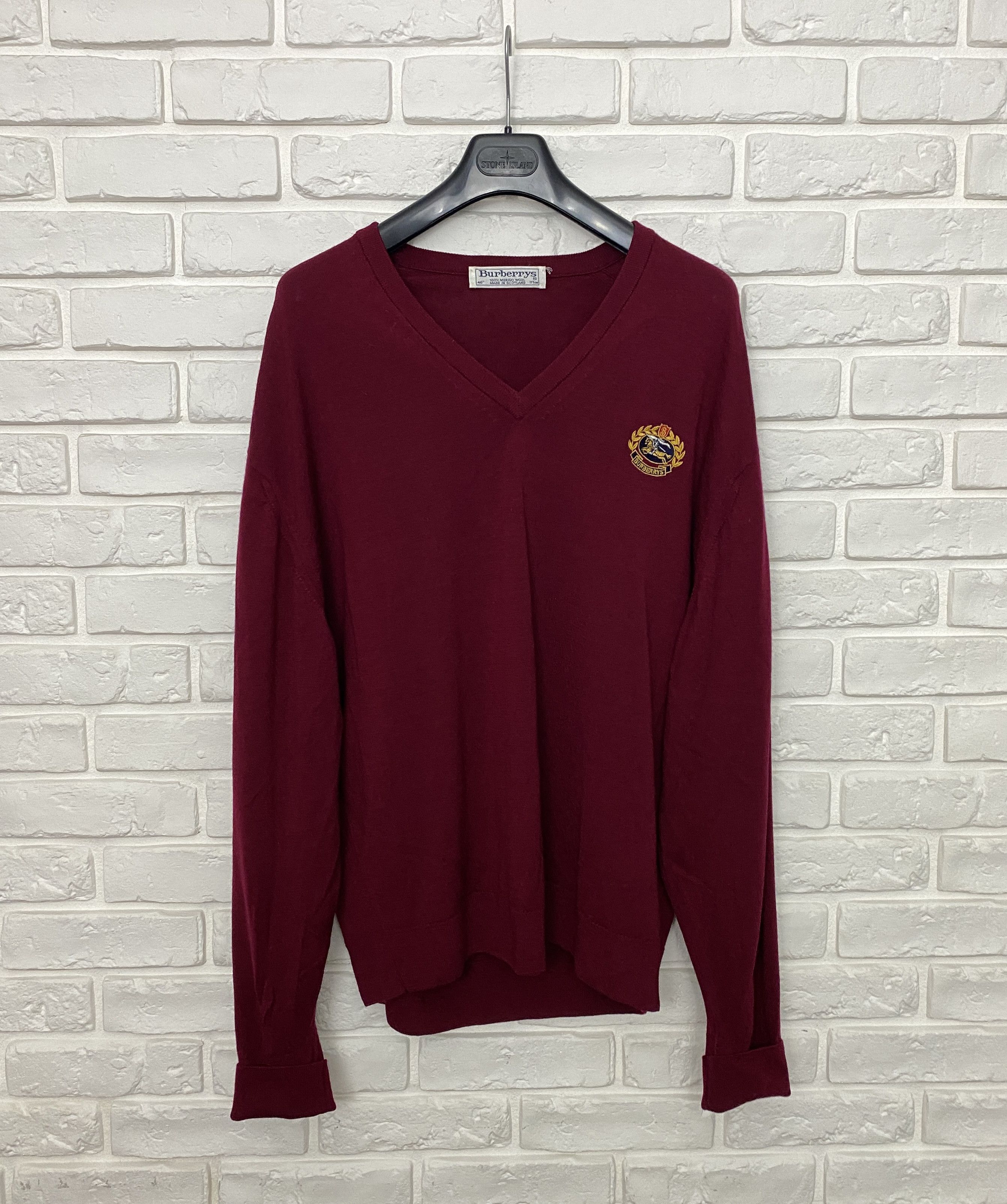 Burberry Burberrys Burberry Wool Sweater V-Neck Pullover Size 46" Size US XL / EU 56 / 4 - 2 Thumbnail