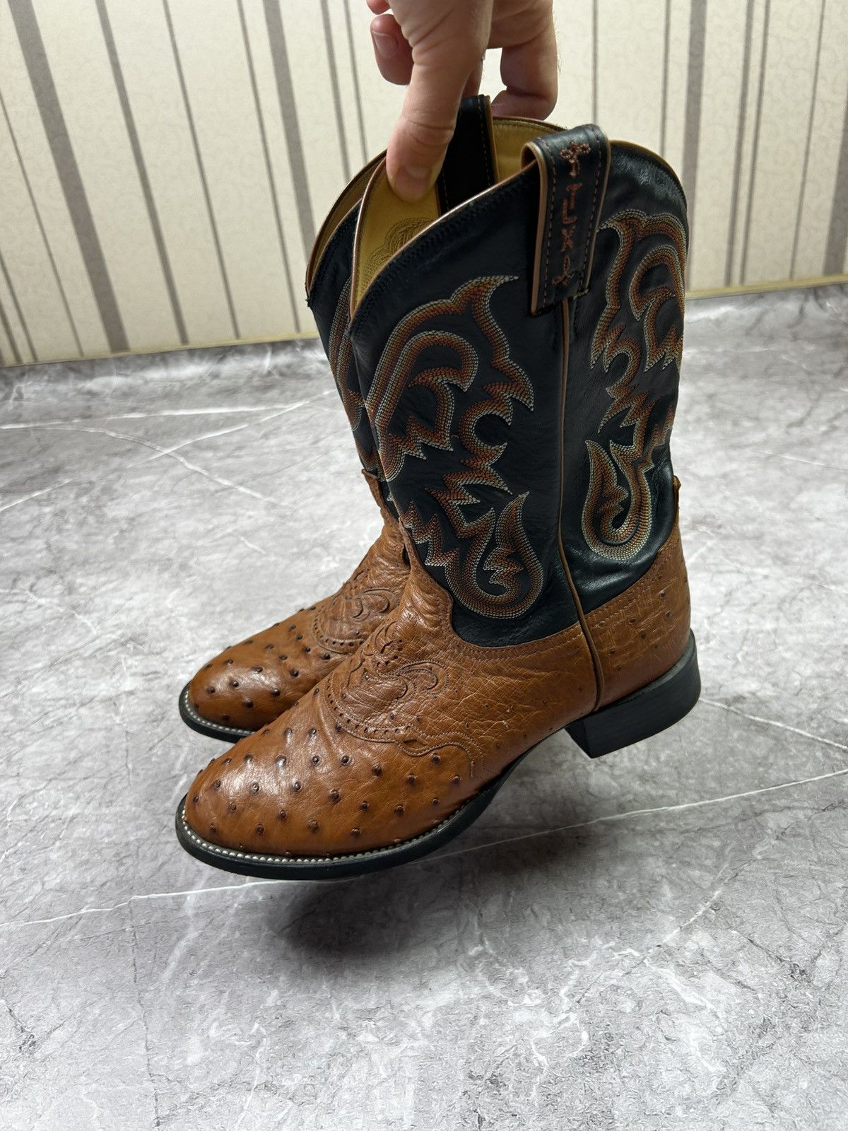 Tony Lama Tony Lama Black brown Ostrich Western Cowboy Boots Size US 9 / EU 42 - 5 Thumbnail