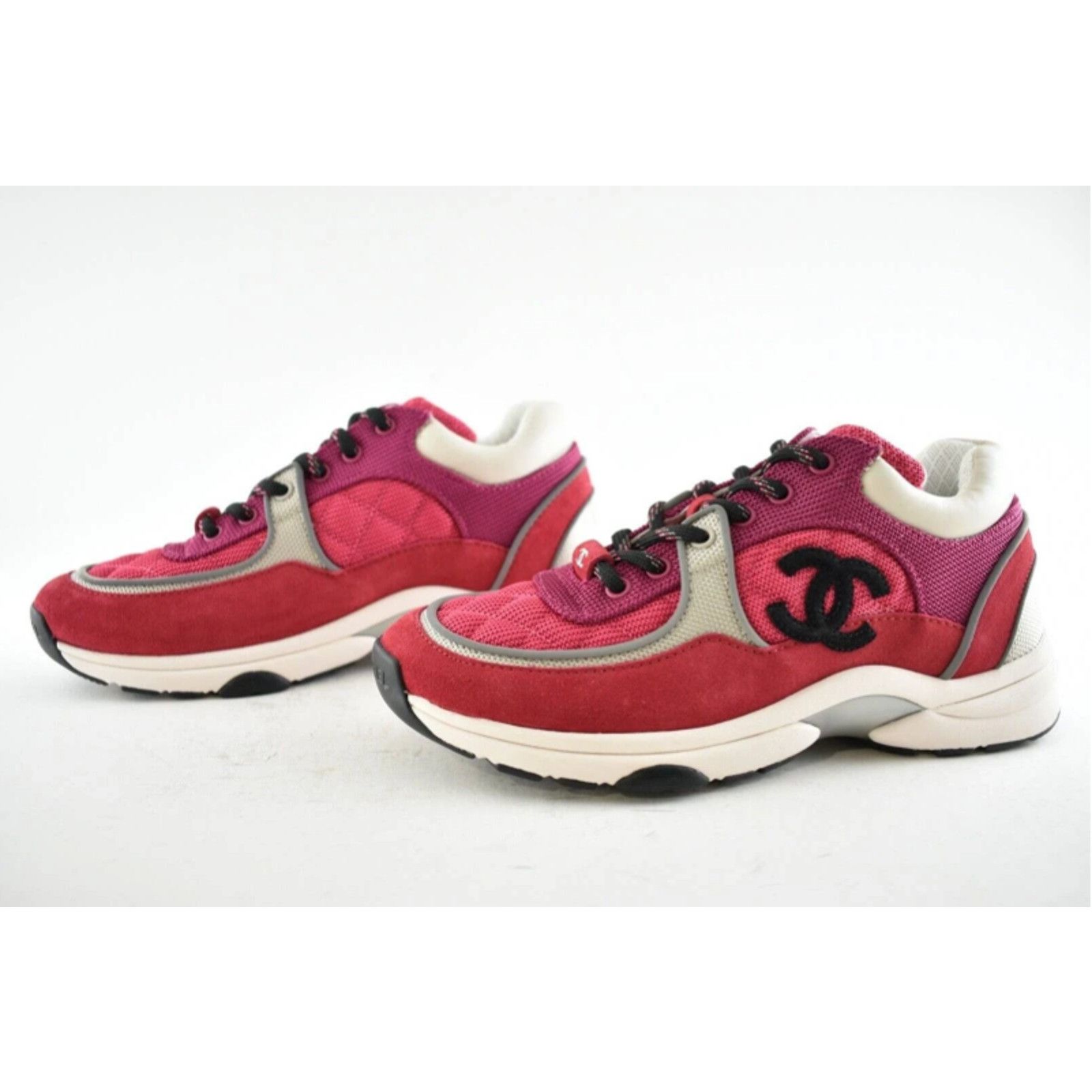 Chanel 21B Silver CC Logo Tie Flat Runner Trainer Sneaker 39 Size US 9 / IT 39 - 9 Thumbnail