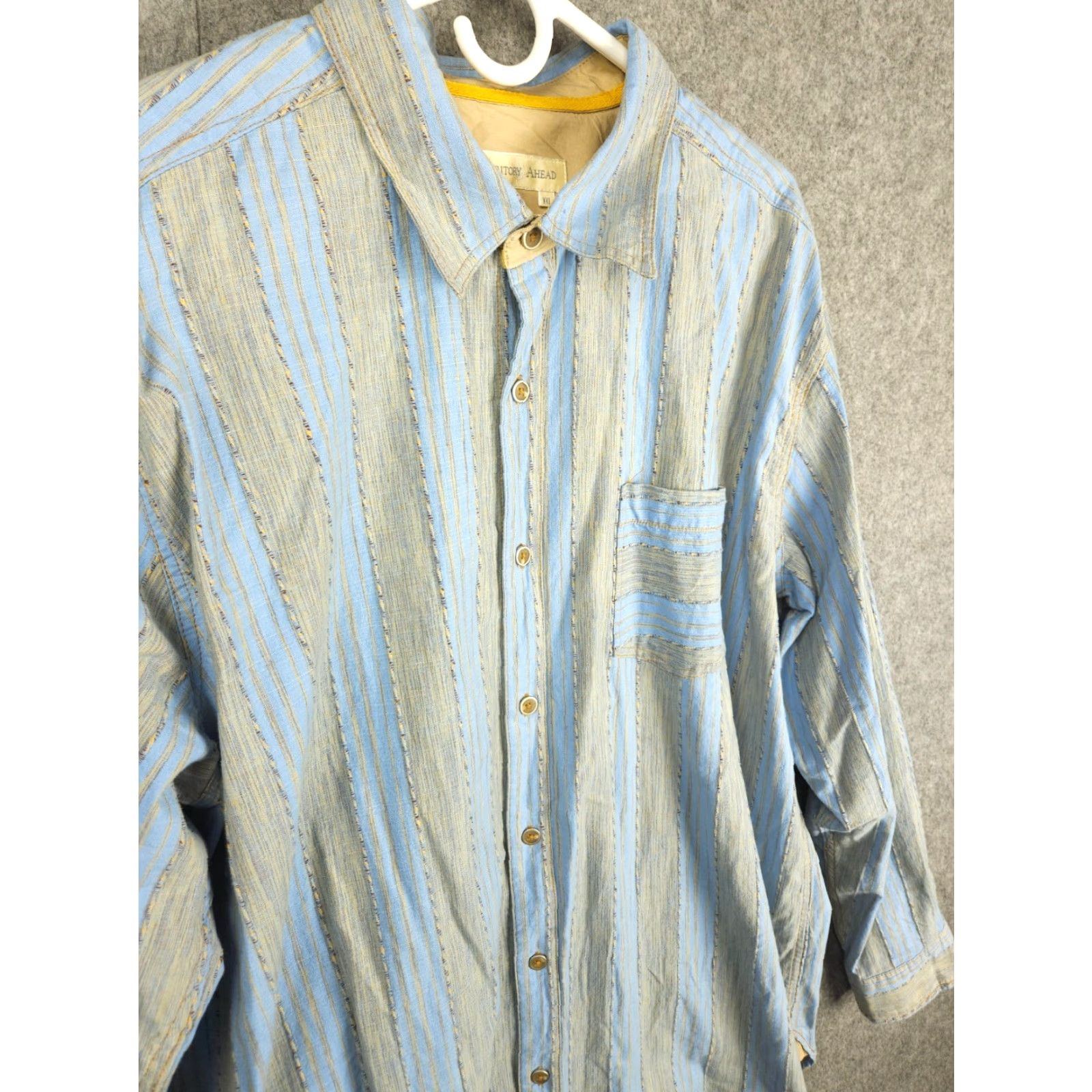 The Territory Ahead Territory Ahead Shirt Mens 2XL Blue Orange Striped Cotton Long Sleeve Woven Size US XXL / EU 58 / 5 - 2 Thumbnail