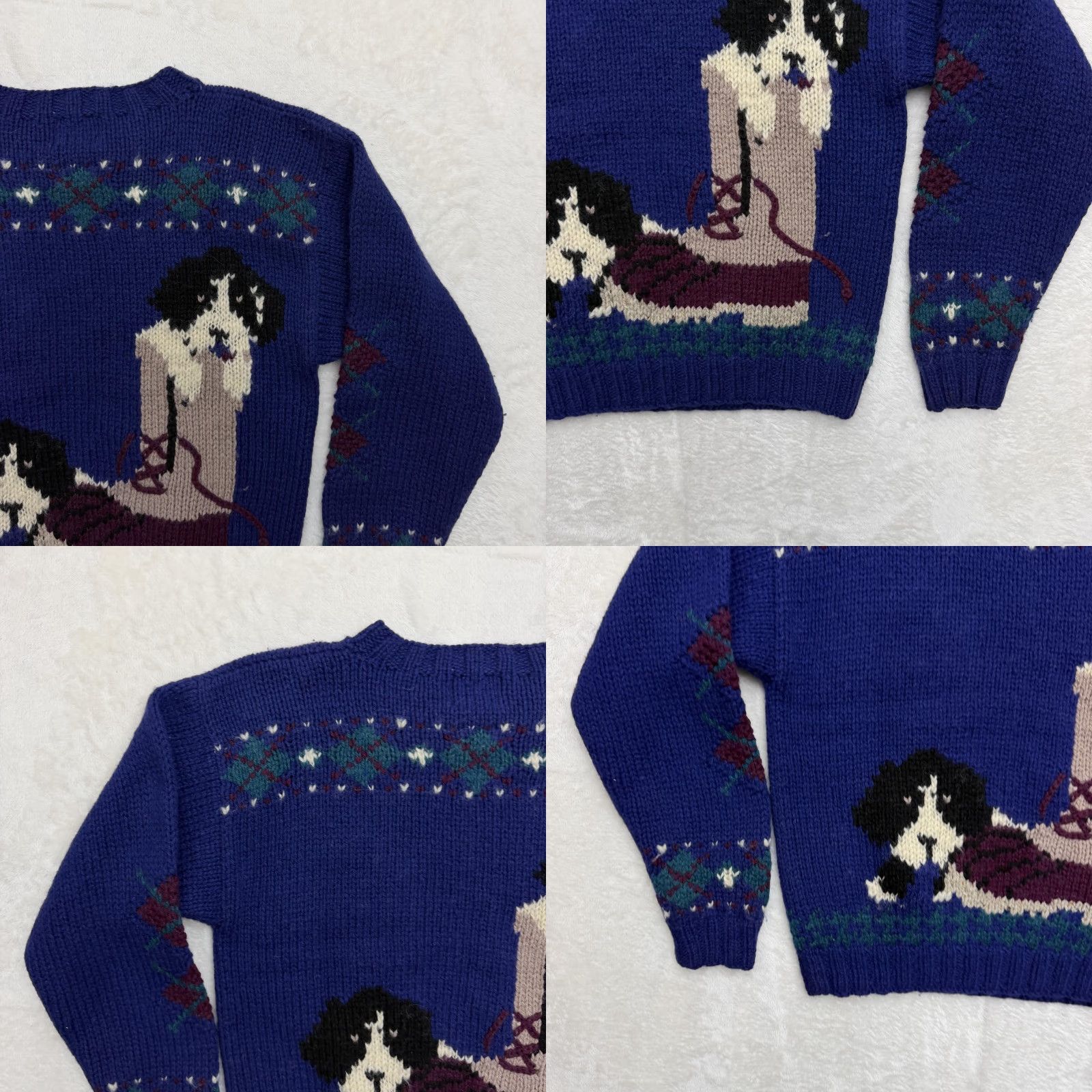 Vintage Woolrich Sweater Womens Medium Blue Dog Graphic Argyle Pullover Crew Neck Knit Size M / US 6-8 / IT 42-44 - 9 Thumbnail