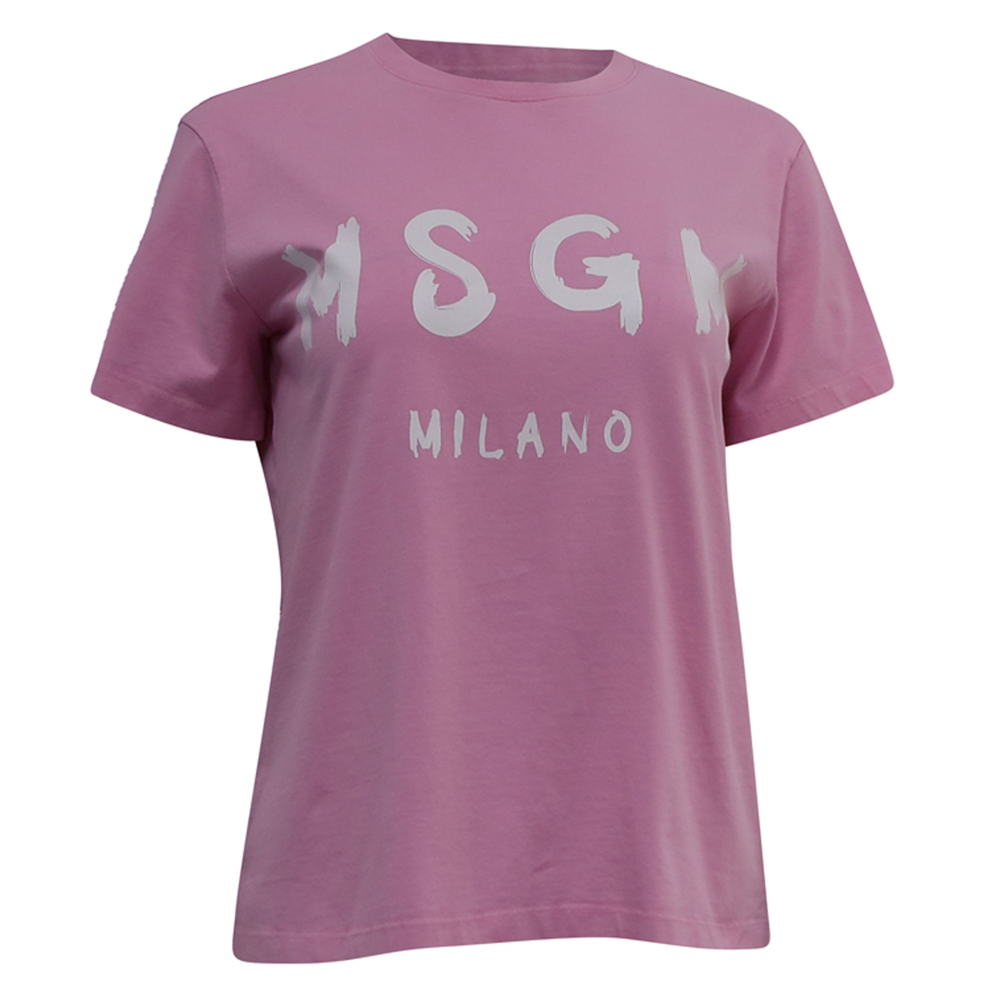 MSGM MSGM Logo-Print T-Shirt in Pink Cotton Size XXS / US 00 / IT 34 - 1 Thumbnail