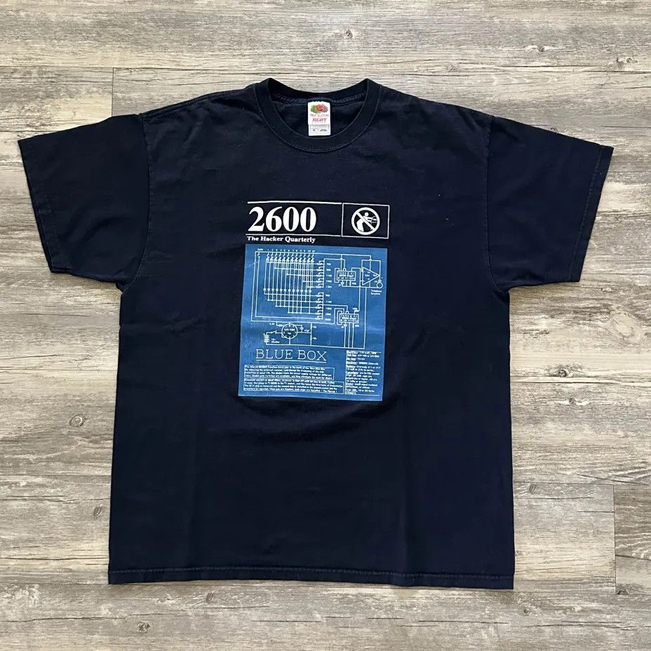Vintage 2600 The Hacker Quarterly Blue Box T-Shirt Size XL