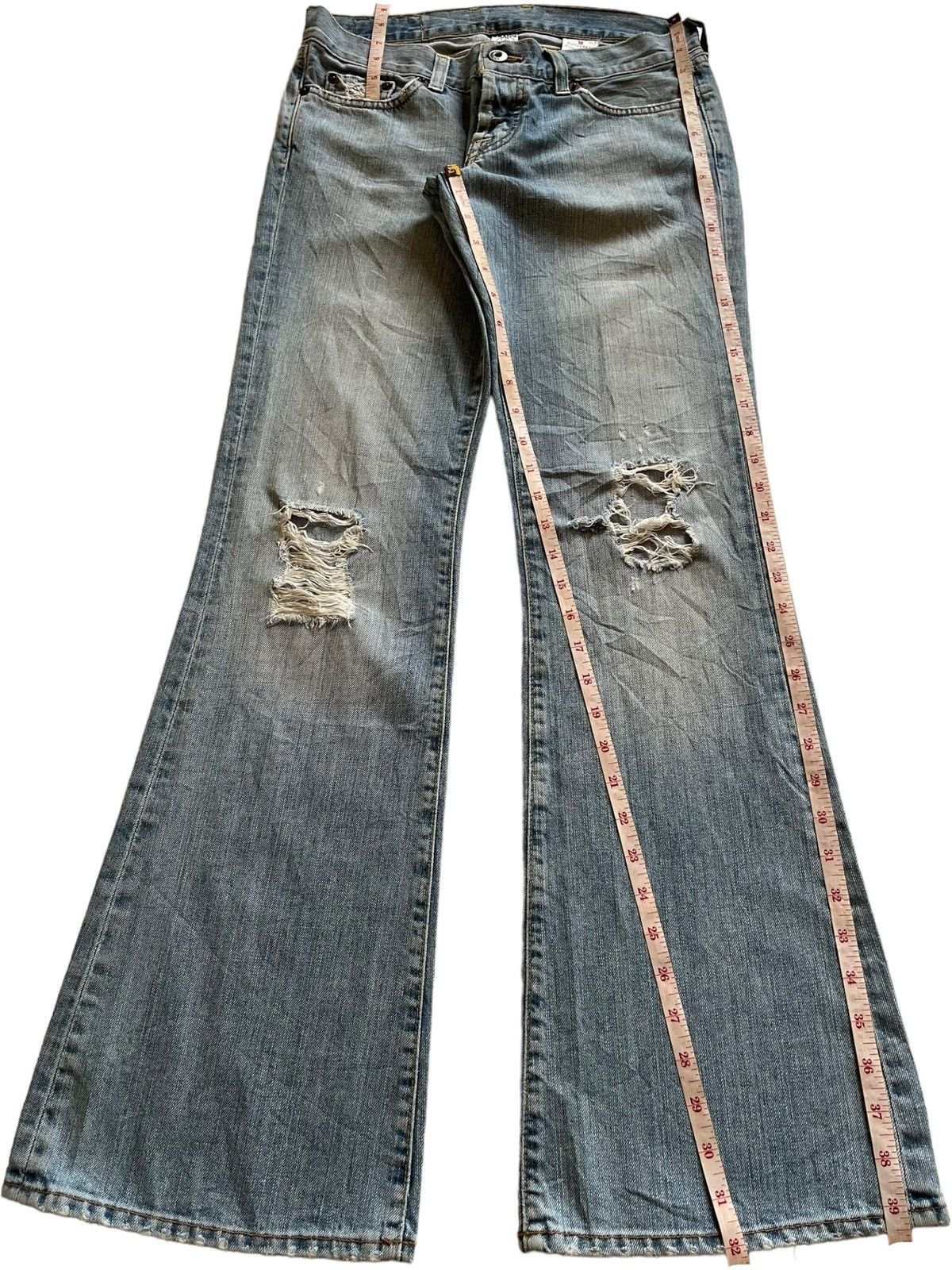 Japanese Brand SALES🔥Vintage Japanese Brand Blue Wash Distress Flare Jeans Size 29" - 11 Thumbnail