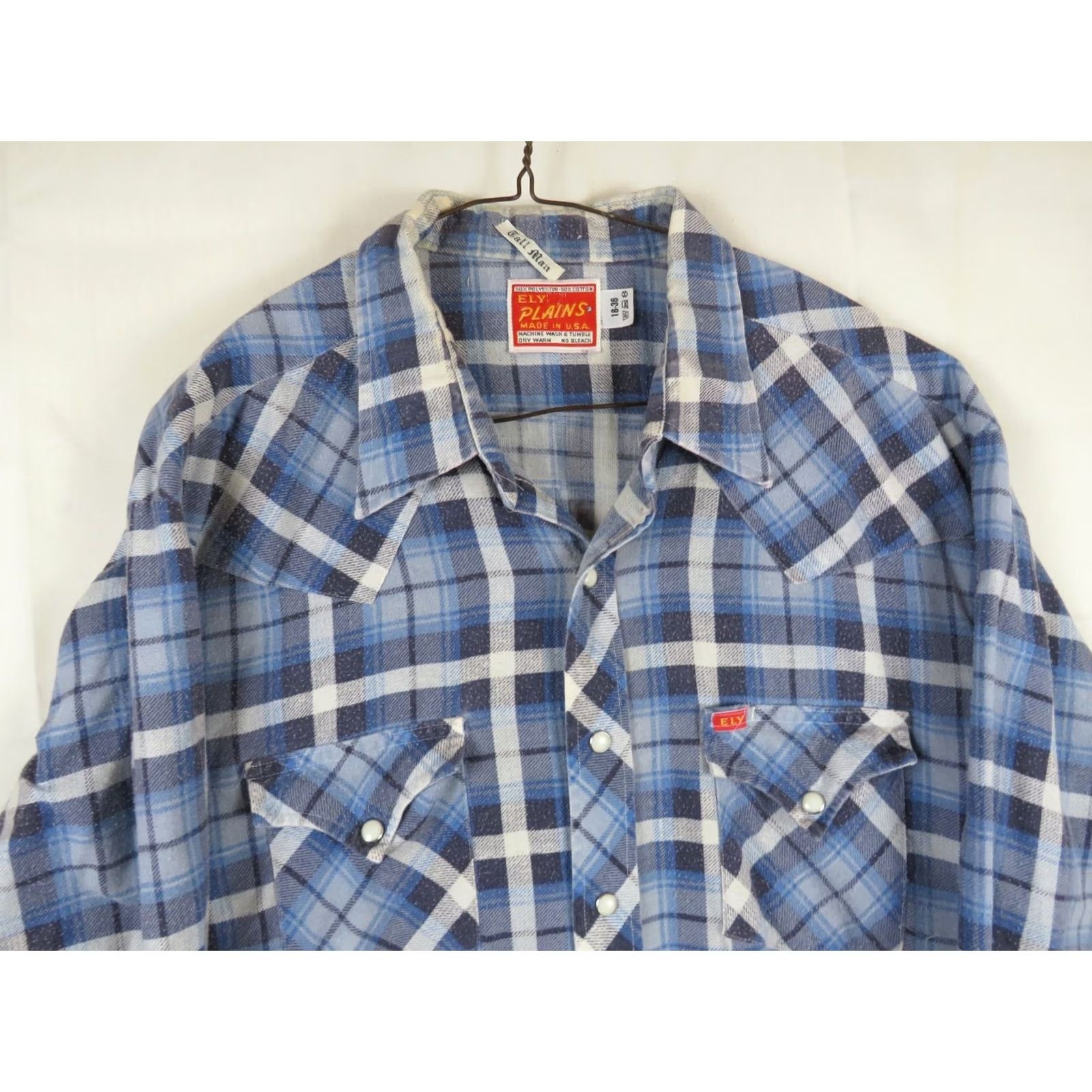 Vintage Vintage Ely Plains Tall man Western Flannel Button Down Plaid Shirt top Sz 18-36 Size US XXL / EU 58 / 5 - 4 Thumbnail