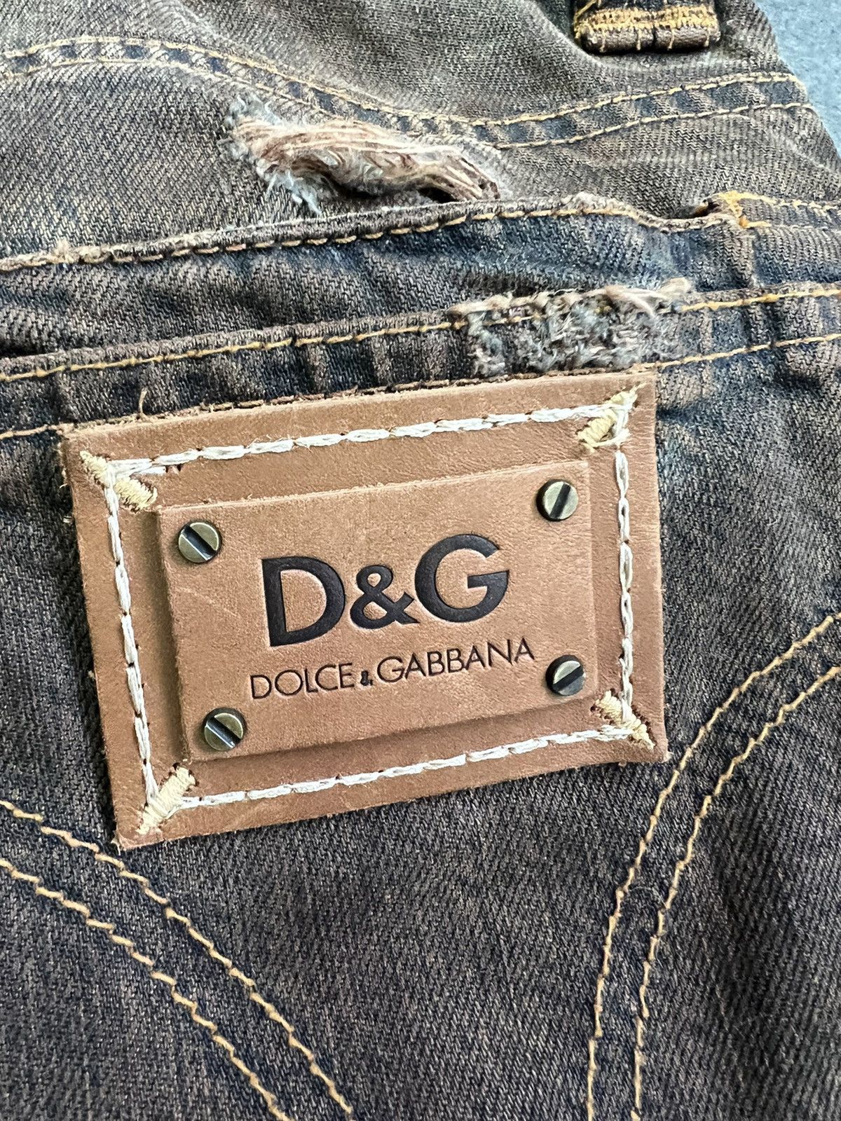 Dolce & Gabbana × Vintage Dolce Gabbana sashiko distressed avant Garde y2k dg jeans Size 30" / US 8 / IT 44 - 11 Thumbnail