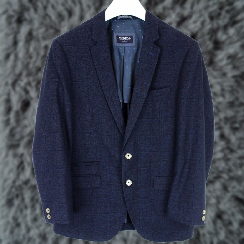 Vintage Mcneal Mike Blazer Men UK 38R Single-Breasted Plaid Half Lined Notch Button Jacket Size 38R - 1 Thumbnail