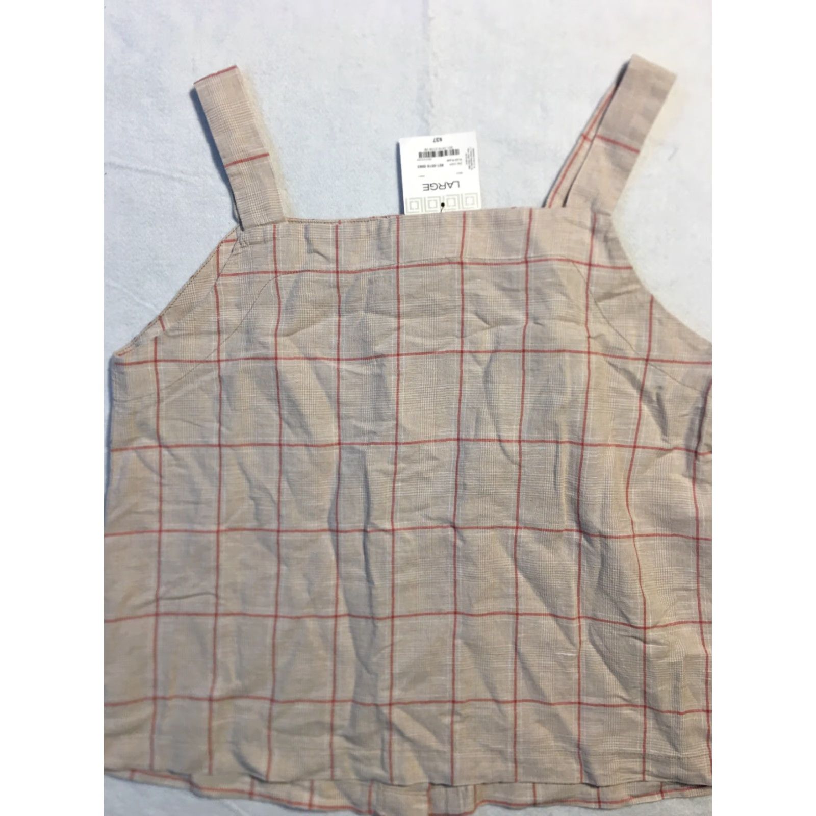 Liz Claiborne Liz Claiborne Tank Womens Large Sleeveless Scoop Neck Fringe Linen/Cotton Multicolor Red Check NWT Casual Spring Boys/Girls Mens/Womens Size L / US 10 / IT 46 - 5 Thumbnail