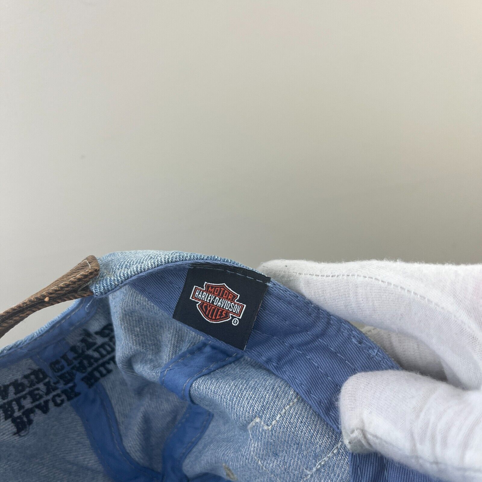 Vintage Vintage Harley Davidson Denim USA Strapback Hat Size ONE SIZE - 6 Thumbnail