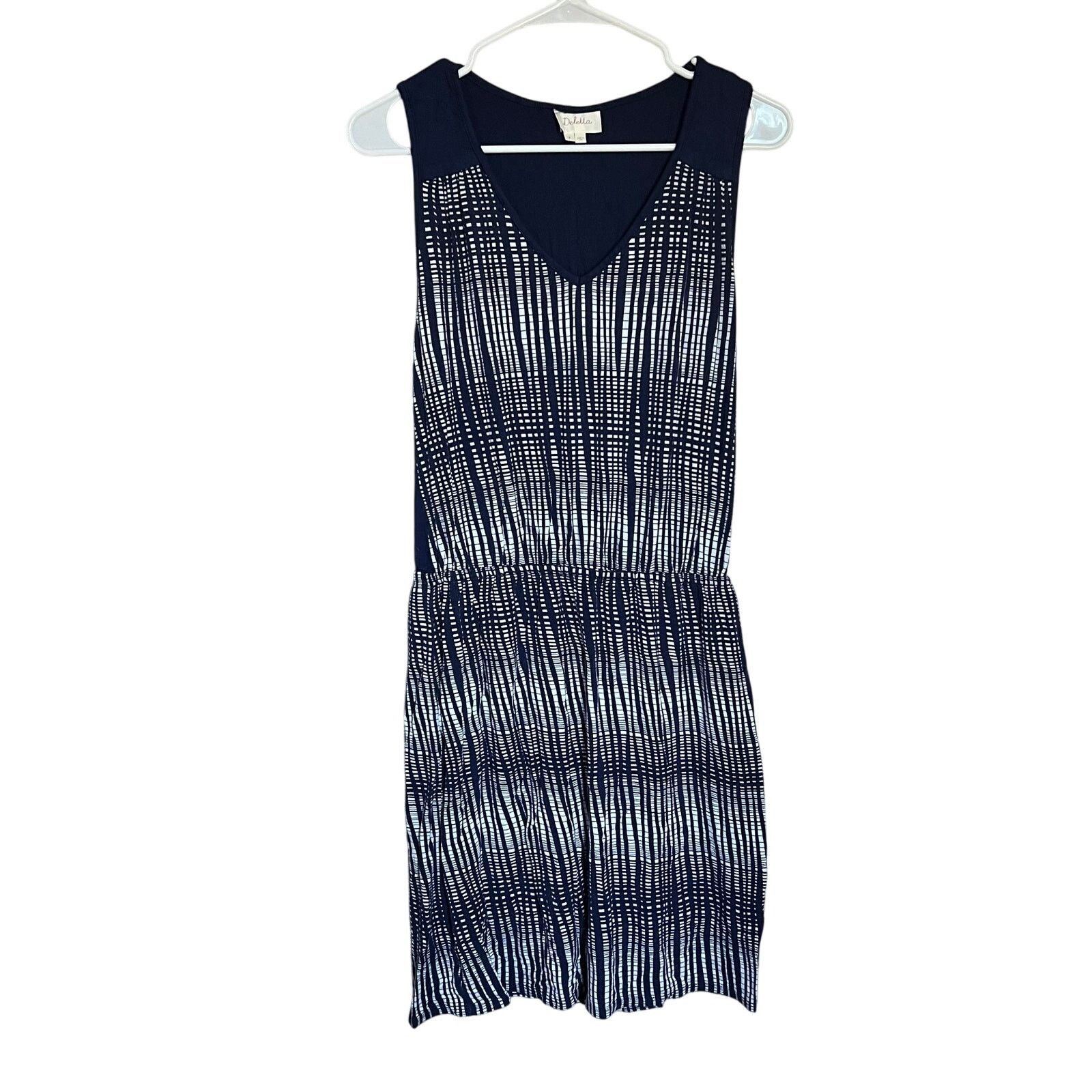 Anthropologie Anthro Deletta Janie Jersey Dress Blue Motif White Medium Size M / US 6-8 / IT 42-44 - 4 Thumbnail