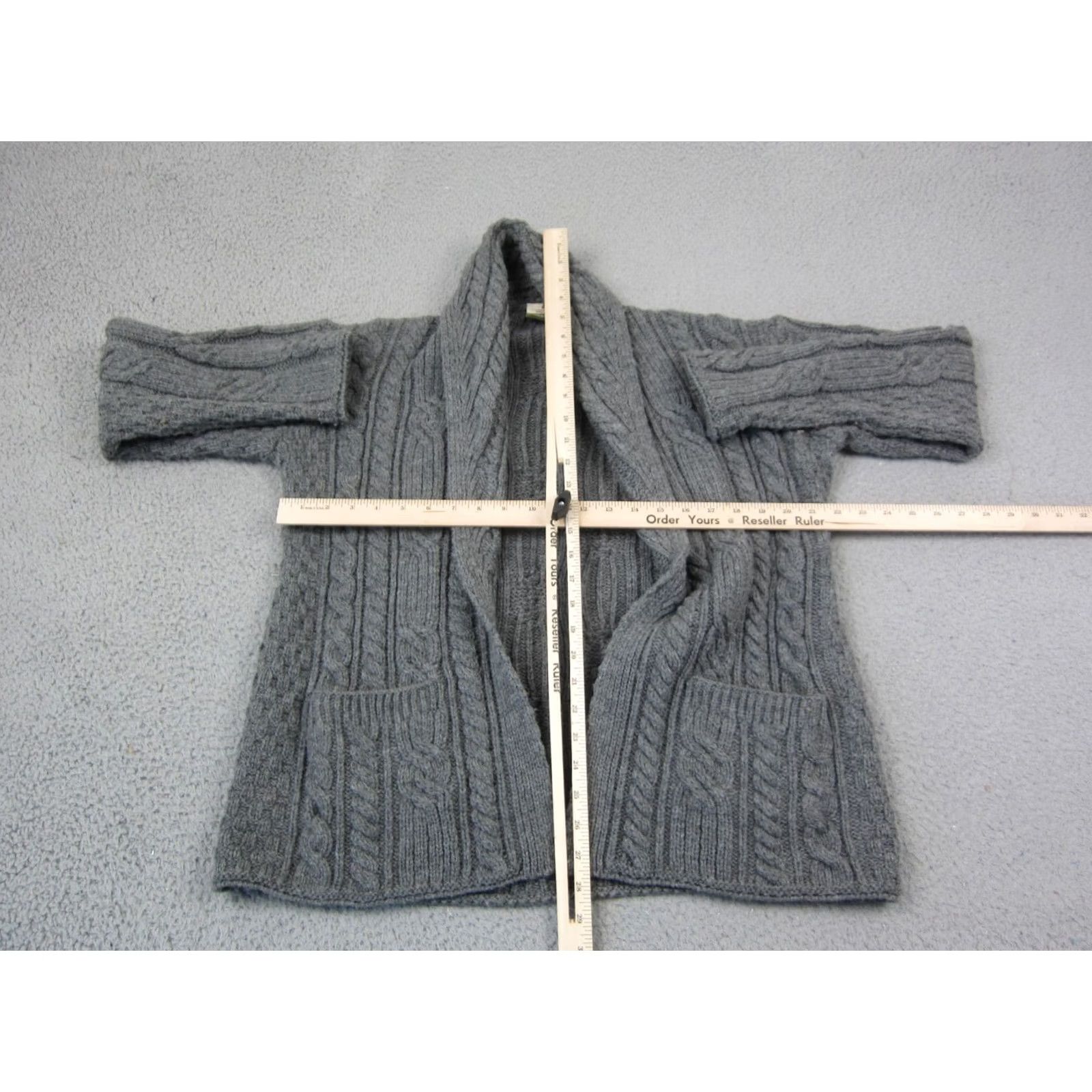 Vintage VINTAGE Carraig Donn Cardigan Womens Medium Gray Merino Wool Open Cable Knit 90s Size M / US 6-8 / IT 42-44 - 5 Thumbnail