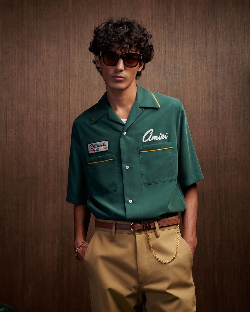 Amiri o1s1wg110326 Billiards Club Camp Collar Shirt in Green Size US S / EU 44-46 / 1 - 4 Thumbnail