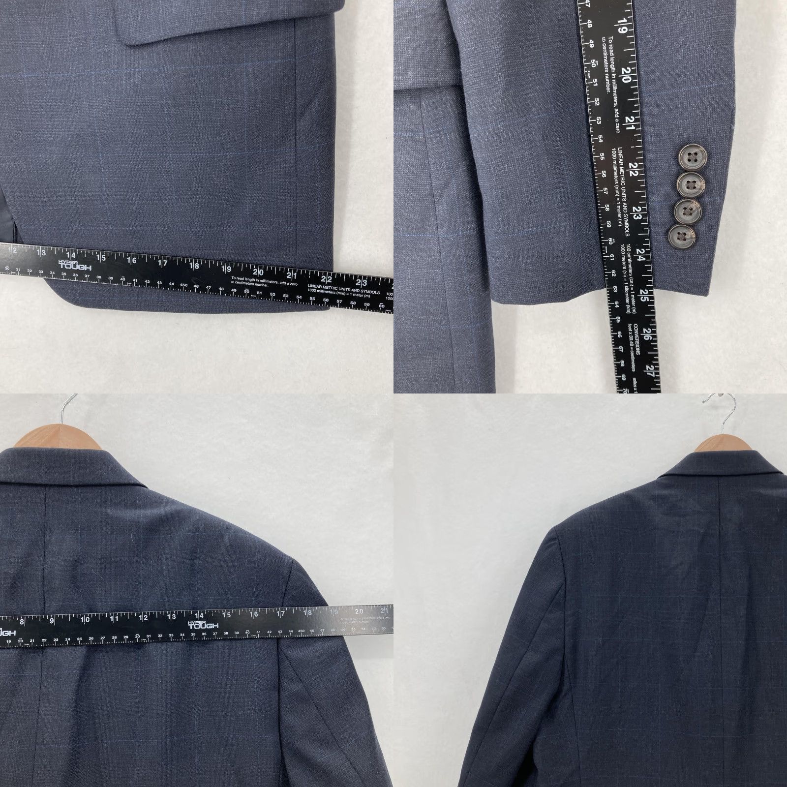 Ralph Lauren Lauren Ralph Lauren Blazer Mens 40R Gray Windowpane Wool Two Button Sport Coat Size 40R - 9 Thumbnail