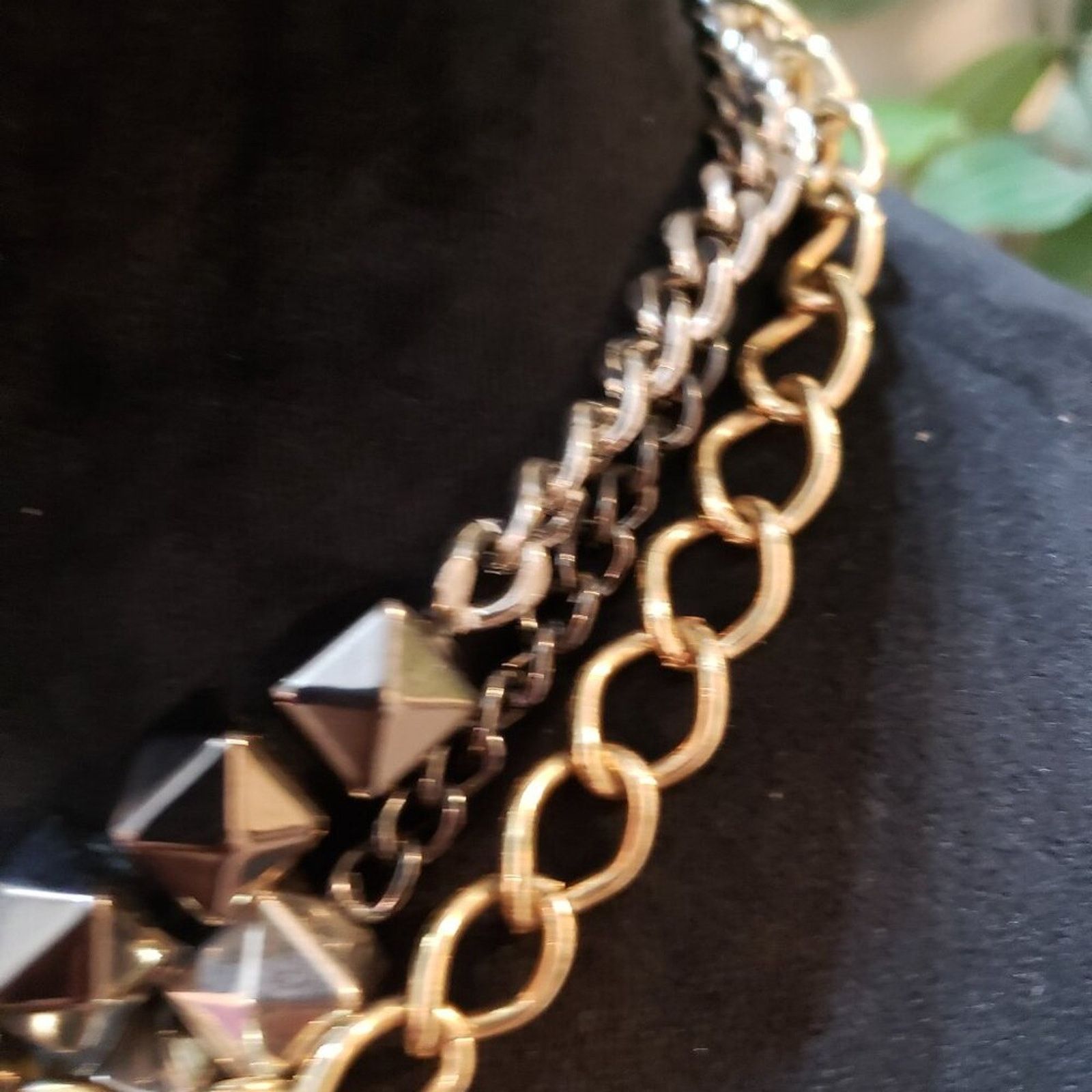 Vintage Vintage Womens Multi Tone Chain Box Linked 3 Strand Necklace Size ONE SIZE - 4 Thumbnail