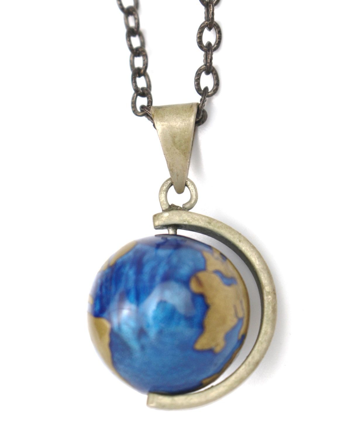 Vintage 1990S SPINNING GLOBE CHIME PENDANT NECKLACE - CONTINENTS Size ONE SIZE - 4 Thumbnail