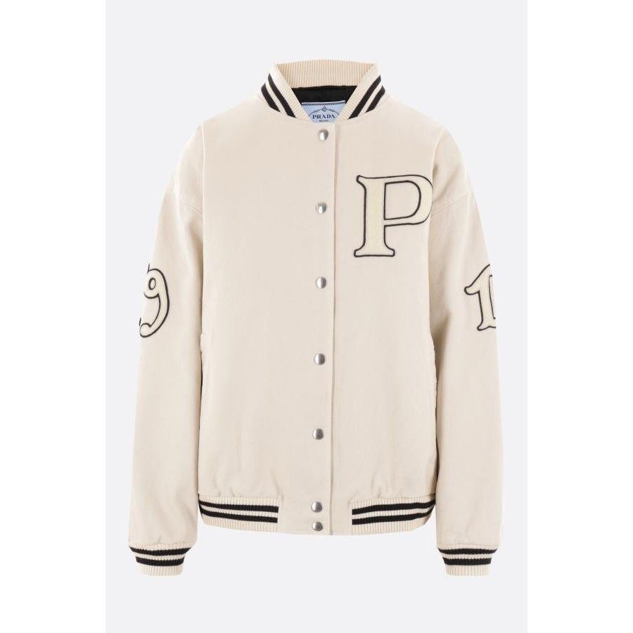 Prada PRADA Ivory Canvas Oversize Bomber Jacket New & Authentic (W Size S / US 4 / IT 40 - 1 Thumbnail
