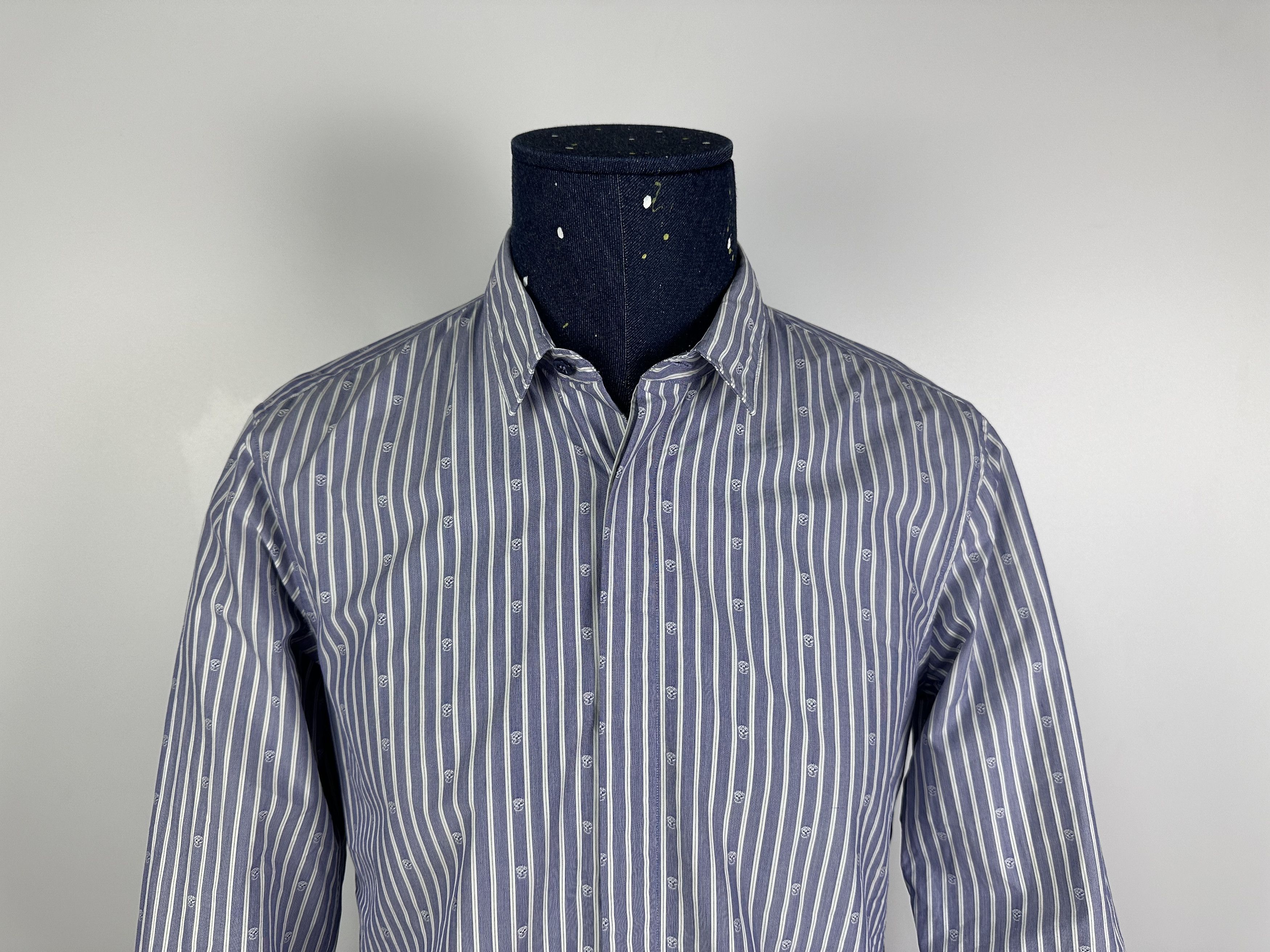 Alexander McQueen Alexander McQueen Skull Dress Shirt Long Sleeve Striped Size 48R - 3 Thumbnail