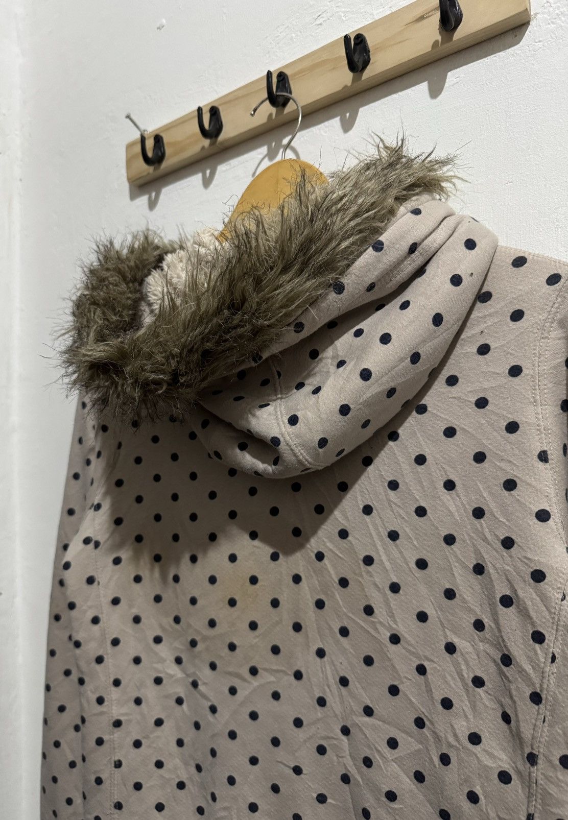 Japanese Brand Y2k GU polkadot ifsixwasnine style fur hoodie Size US S / EU 44-46 / 1 - 4 Thumbnail