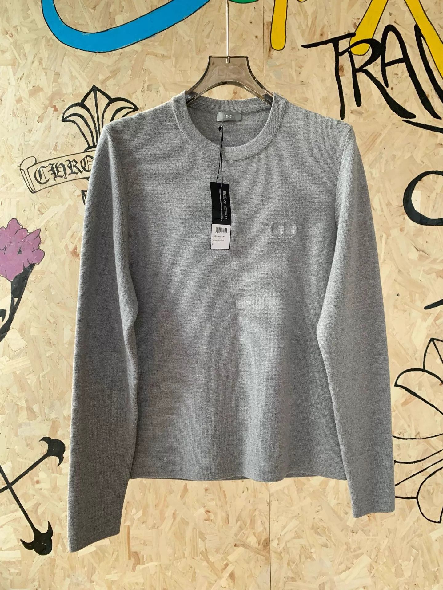 Dior Dior 2025ss pre-spring gray 100% wool CD-emb sweater Size US L / EU 52-54 / 3 - 1 Thumbnail