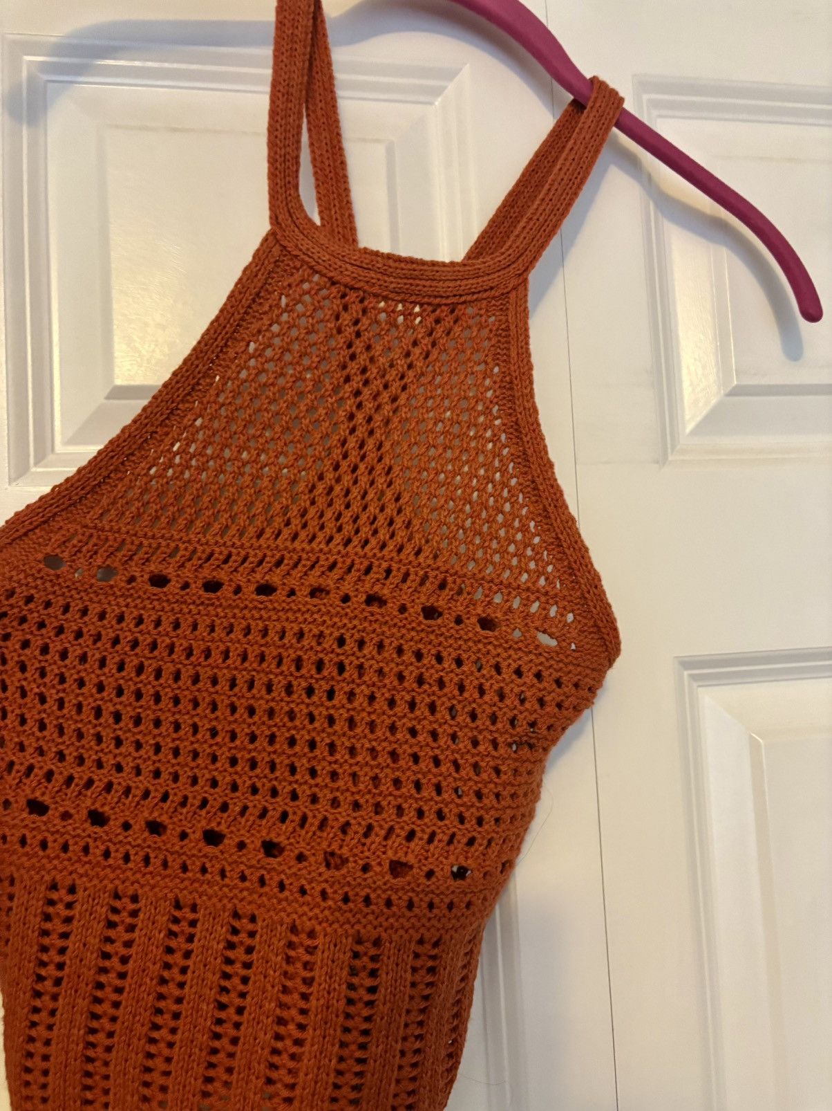 Vintage Crochet Handmade Vintage Tank Open Knit Halter Festival Size S / US 4 / IT 40 - 3 Thumbnail