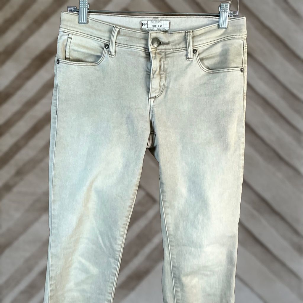 Free People Free People Jeans Tan Denim Low Rise Skinny Stretch 27 Womens Pants Casual Everyday 5-Pocket Design Girls Size 27" / US 4 / IT 40 - 1 Thumbnail