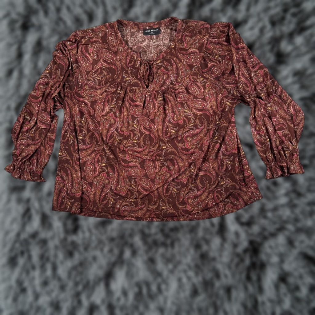 Vintage Lane Bryant Top Size 18/20 Rust Paisley Peasant Boho Romantic Office Chic Fall Size XXL / US 16-18 / IT 52-54 - 1 Thumbnail