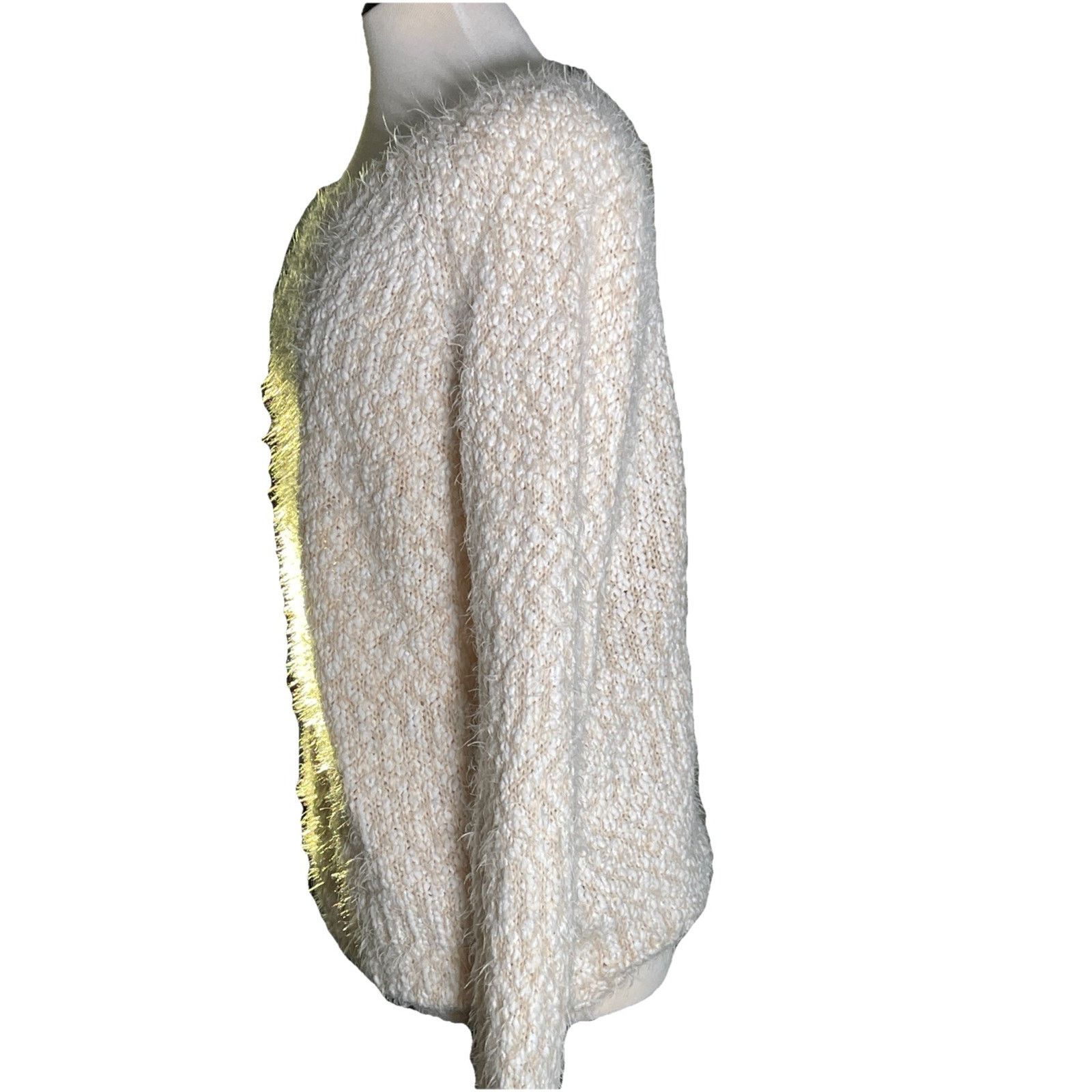 Buffalo David Bitton Buffalo David Bitton Women’s Eyelash Sweater Ivory Tan L /S Size XL / US 12-14 / IT 48-50 - 3 Thumbnail