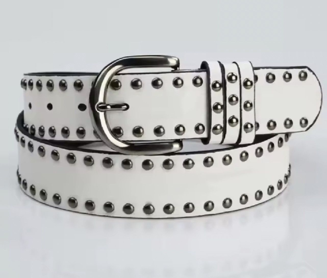 Japanese Brand Punk Rock Studded PU Leather Belt Size 32 - 5 Thumbnail