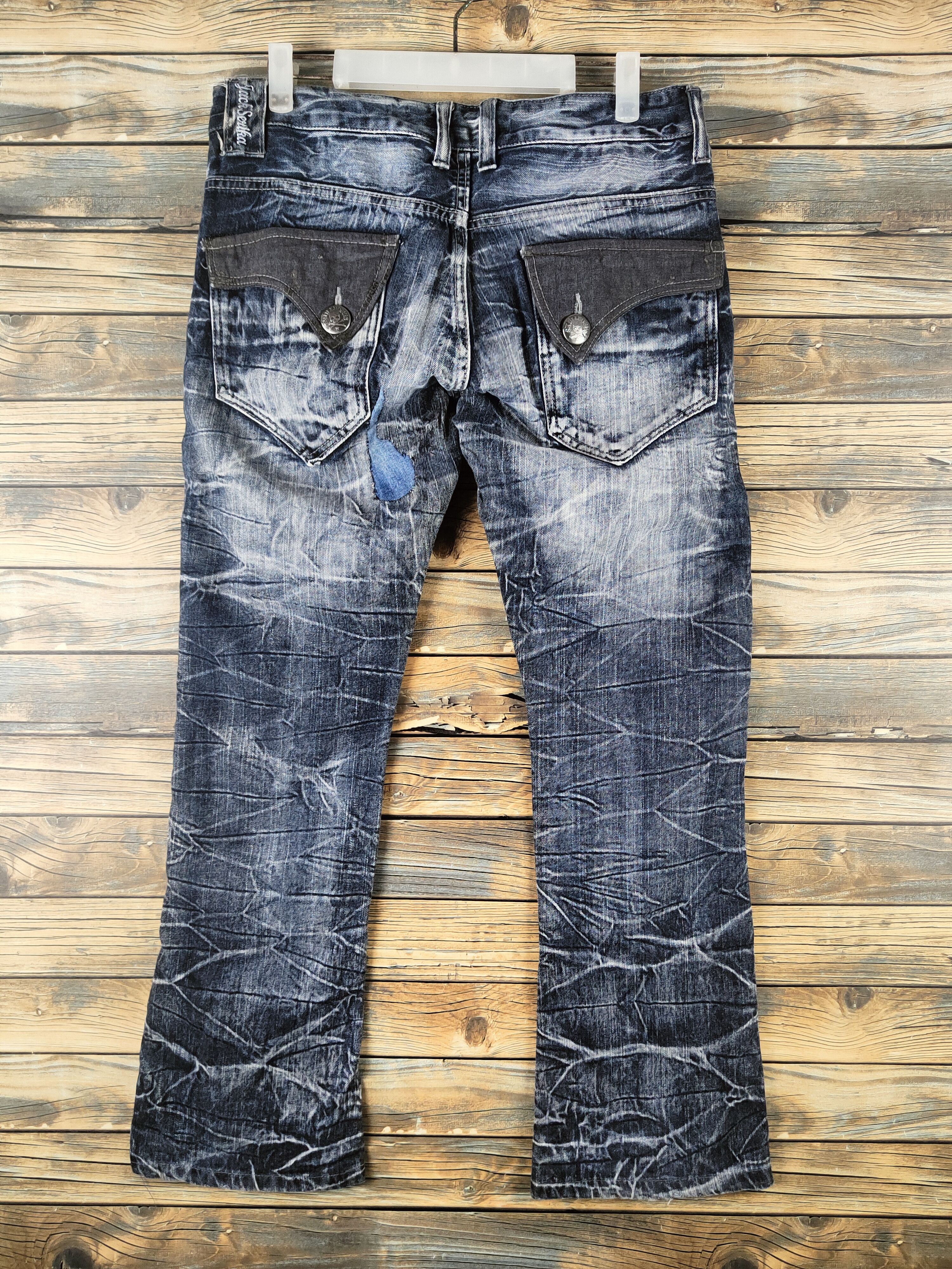 Japanese Brand DL Jack Serika Dark Blue Patched Denim Jeans #46-830 Size US 32 / EU 48 - 7 Thumbnail