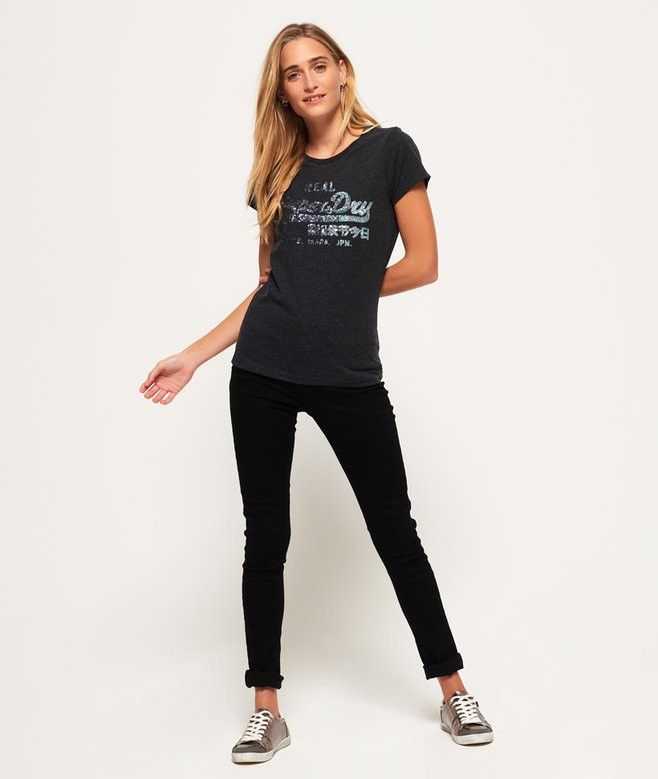Superdry SUPERDRY Vintage Logo SZ 4 Black on Black Sequin T-Shirt Size S / US 4 / IT 40 - 16 Thumbnail