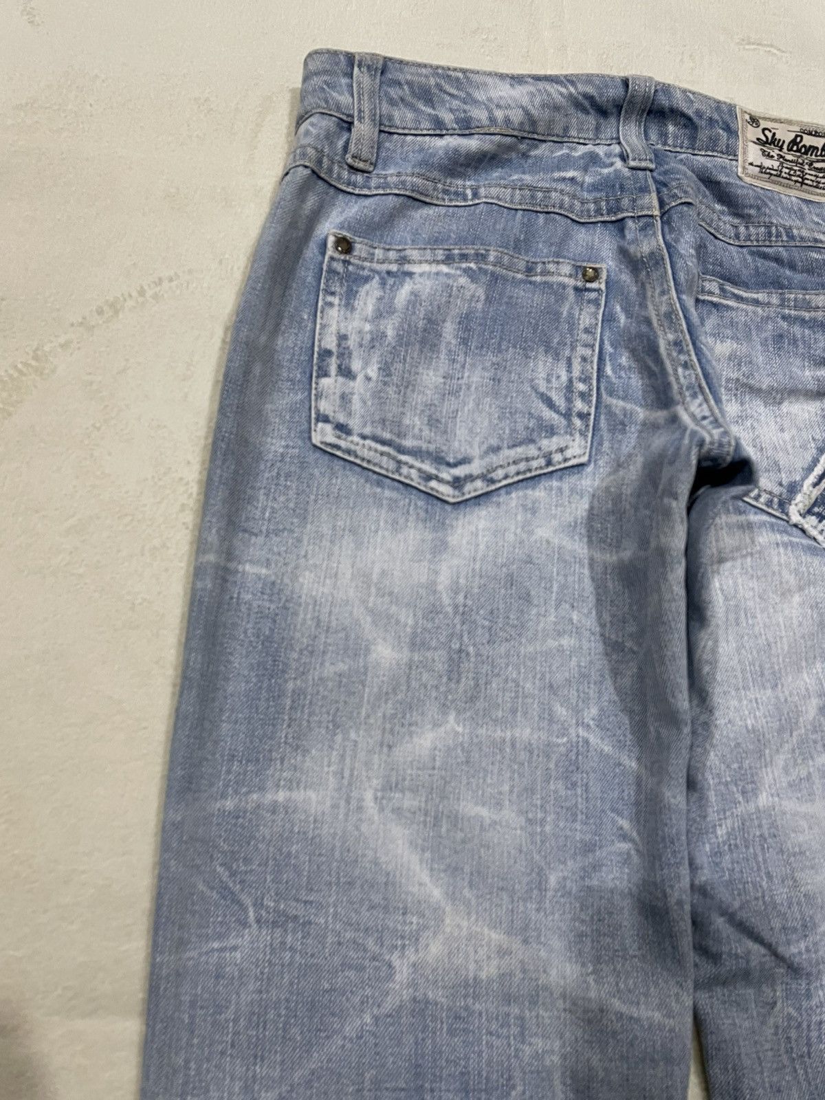Japanese Brand Vintage Sky Bomber faded distress riped denim jeans Size US 30 / EU 46 - 17 Thumbnail