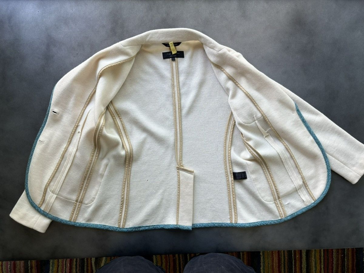 Designer × Rag & Bone Rag & Bone Blazer Womens Cream Merino Wool Teal Trim Prep Size L / US 10 / IT 46 - 7 Thumbnail