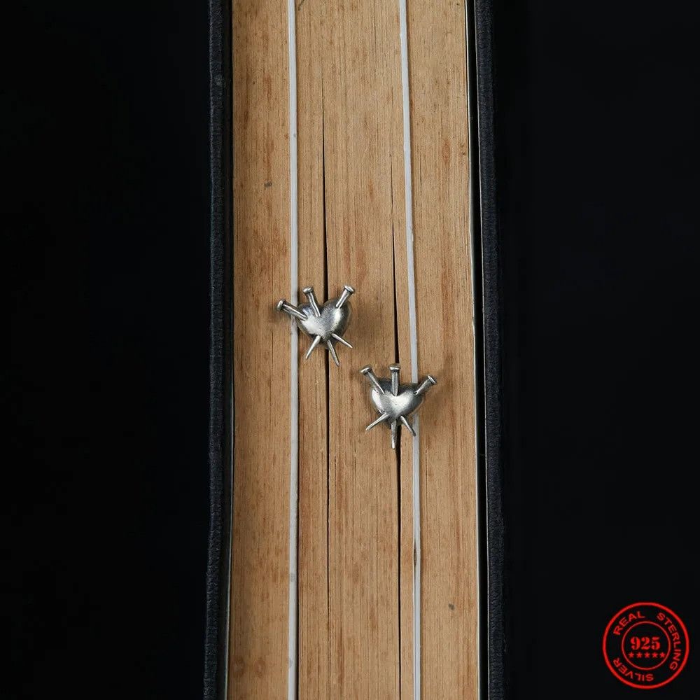 Jewelry Piercing Heart Stud Earrings 925 Sterling Silver Ear Gift Size ONE SIZE - 1 Thumbnail