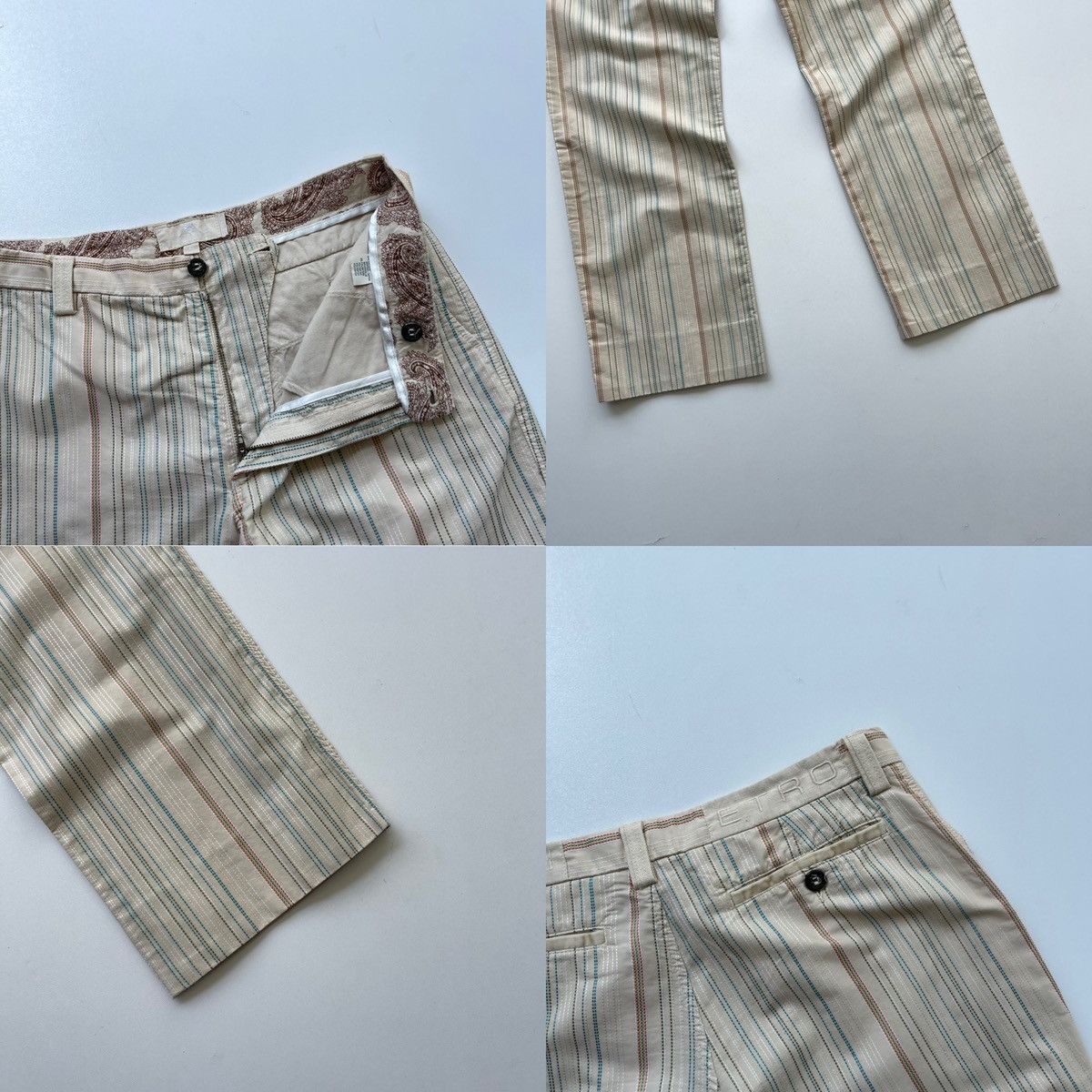 Etro Etro Milano DI Striped Vintage Cotton Chino Pants Cream Size US 32 / EU 48 - 5 Thumbnail