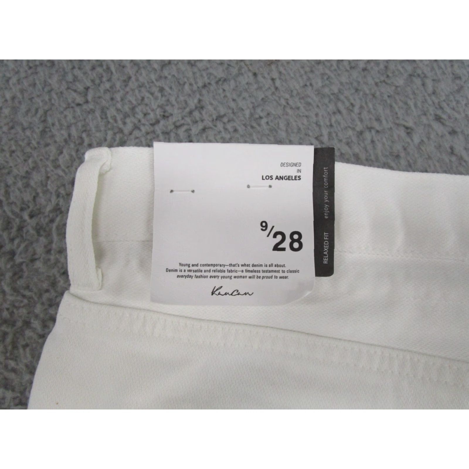 Vintage Kancan Women's Jeans Drawstring White Denim Relaxed Fit 9/28 Size Stretch NEW Size 30" / US 8 / IT 44 - 2 Thumbnail