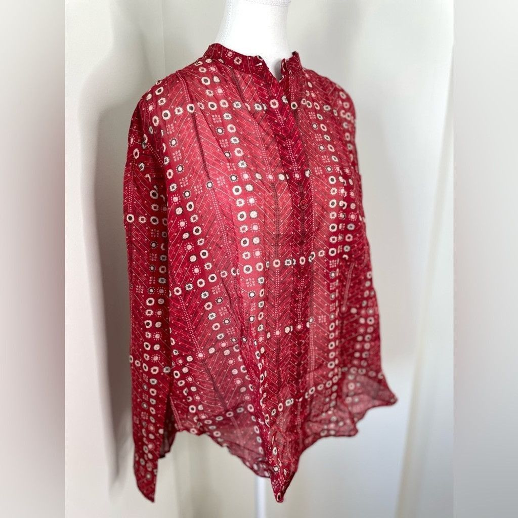 Isabel Marant Etoile NWT Isabel Marant Etoile Mexika Top in Red Button Down 36 Size S / US 4 / IT 40 - 7 Thumbnail