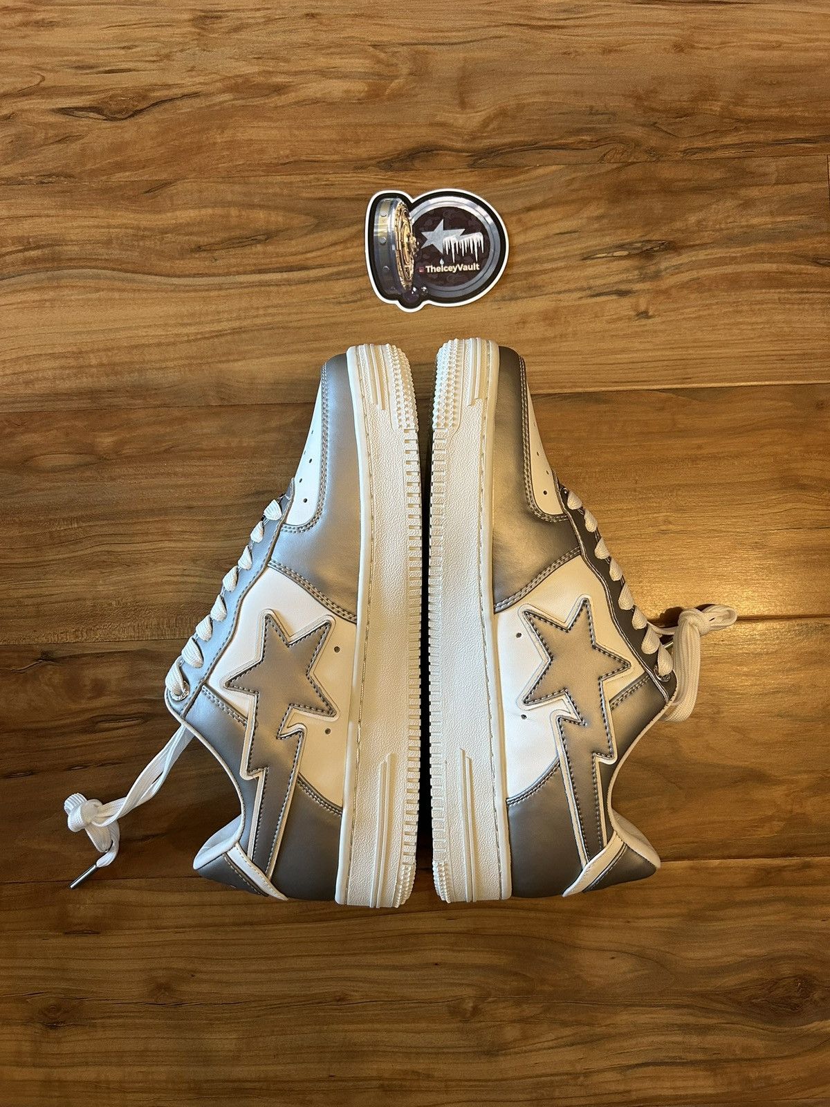 Bape NEW Bape Silver And White Bapestas Size US 11 / EU 44 - 5 Thumbnail