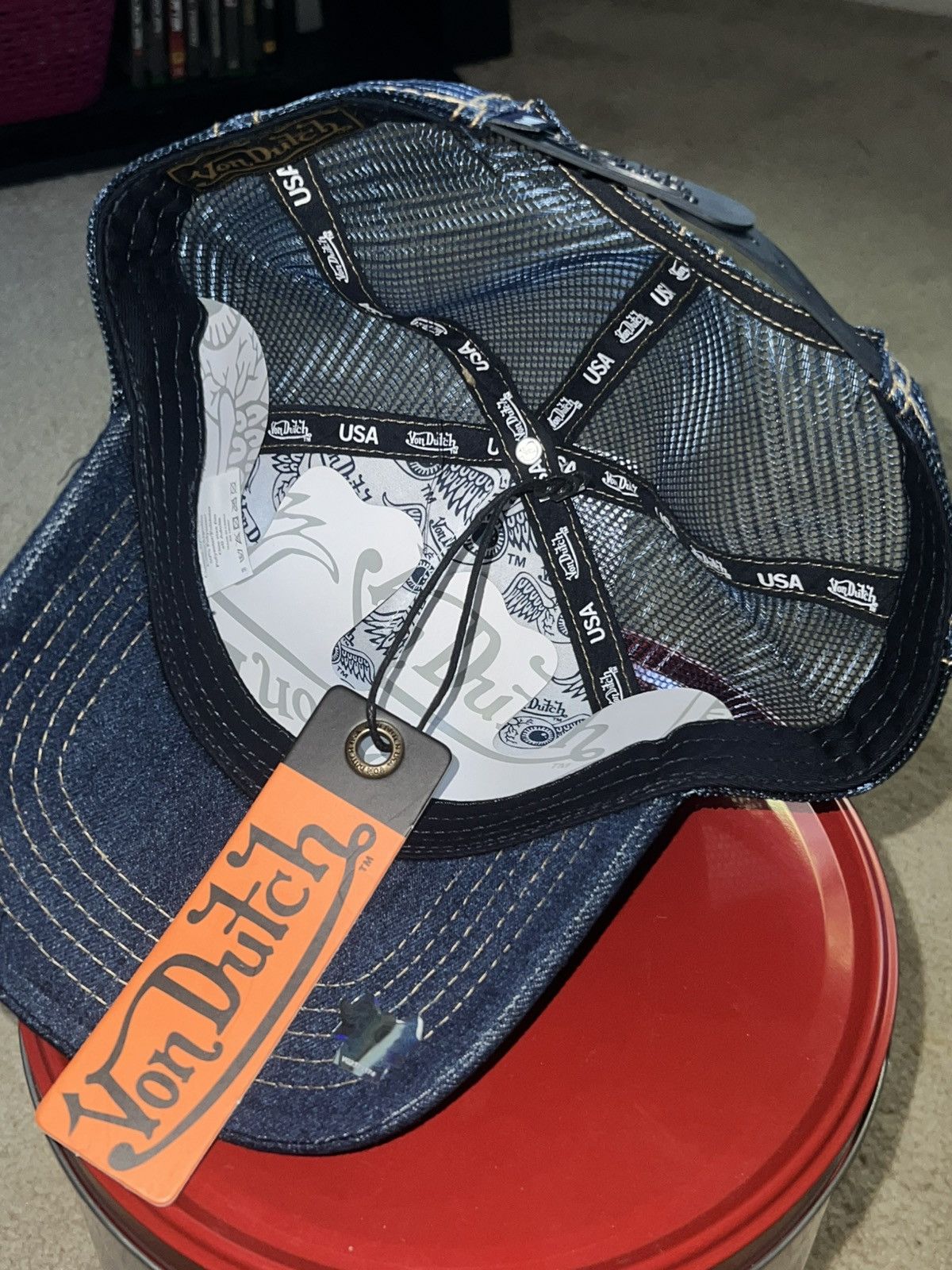 Vintage × Von Dutch NWT Von Dutch Denim And Stones Trucker Snapback Dark Blue Size ONE SIZE - 6 Thumbnail