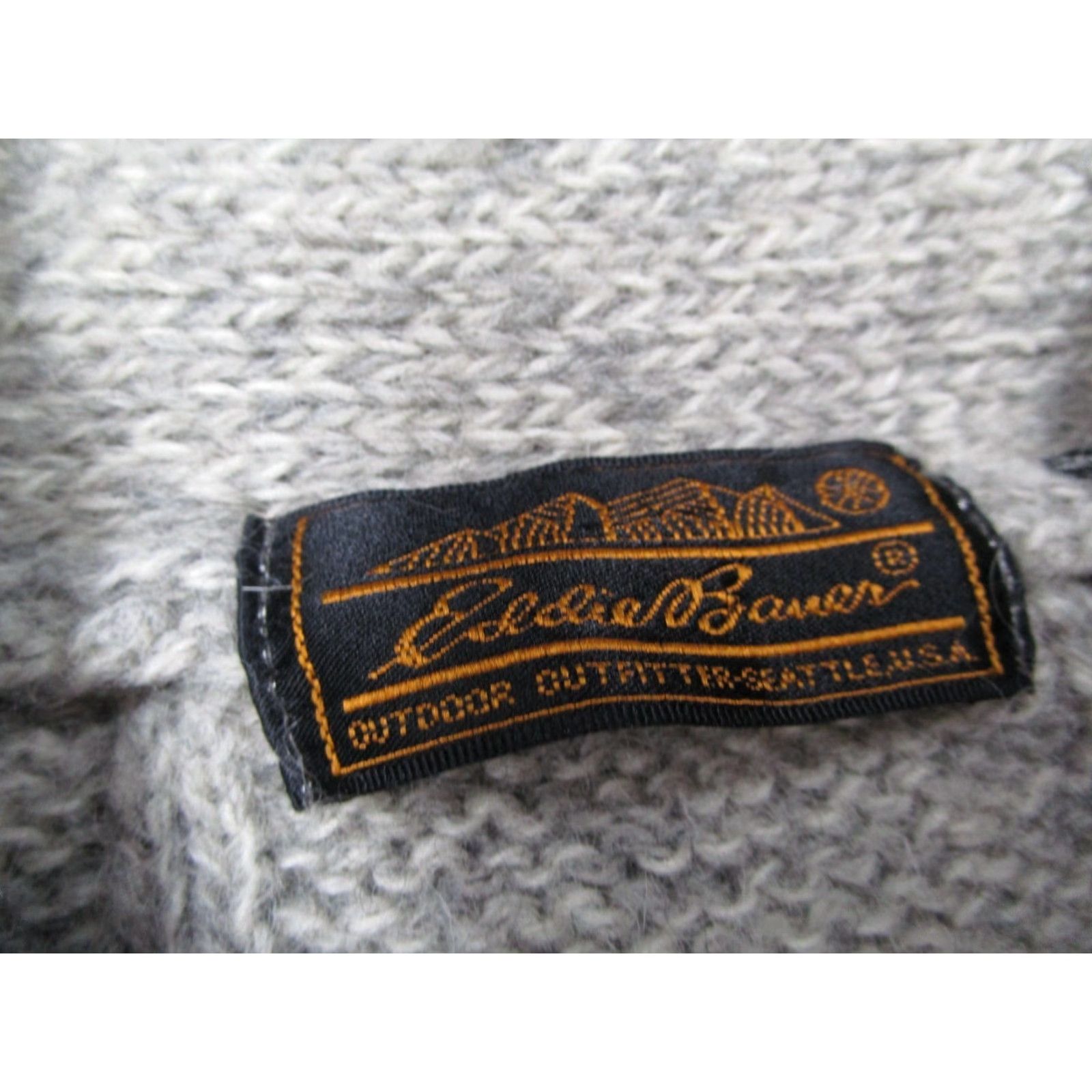 Eddie Bauer VINTAGE Eddie Bauer Cable-Knit Sweater Mens Medium Gray Striped Shawl Pullover Wool Blend 80s Retro Size US M / EU 48-50 / 2 - 3 Thumbnail