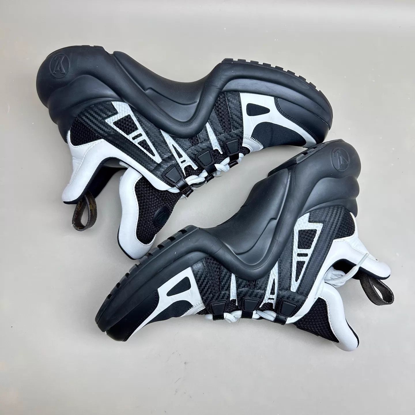 Louis Vuitton LV Black White Monogram Lace-Up Dad Sneakers 38.5 95 New Size US 8 / IT 38 - 5 Thumbnail