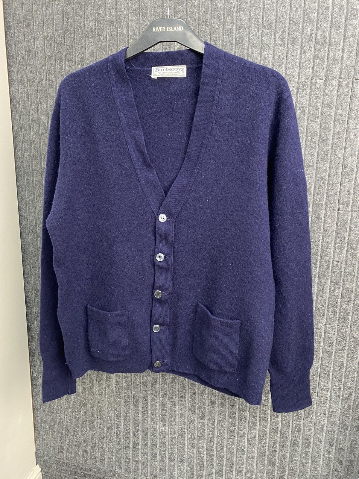 Burberry Burberrys Vintage Wool Cardigan Blue V-Neck Button Up Mens Size US M / EU 48-50 / 2 - 3 Thumbnail