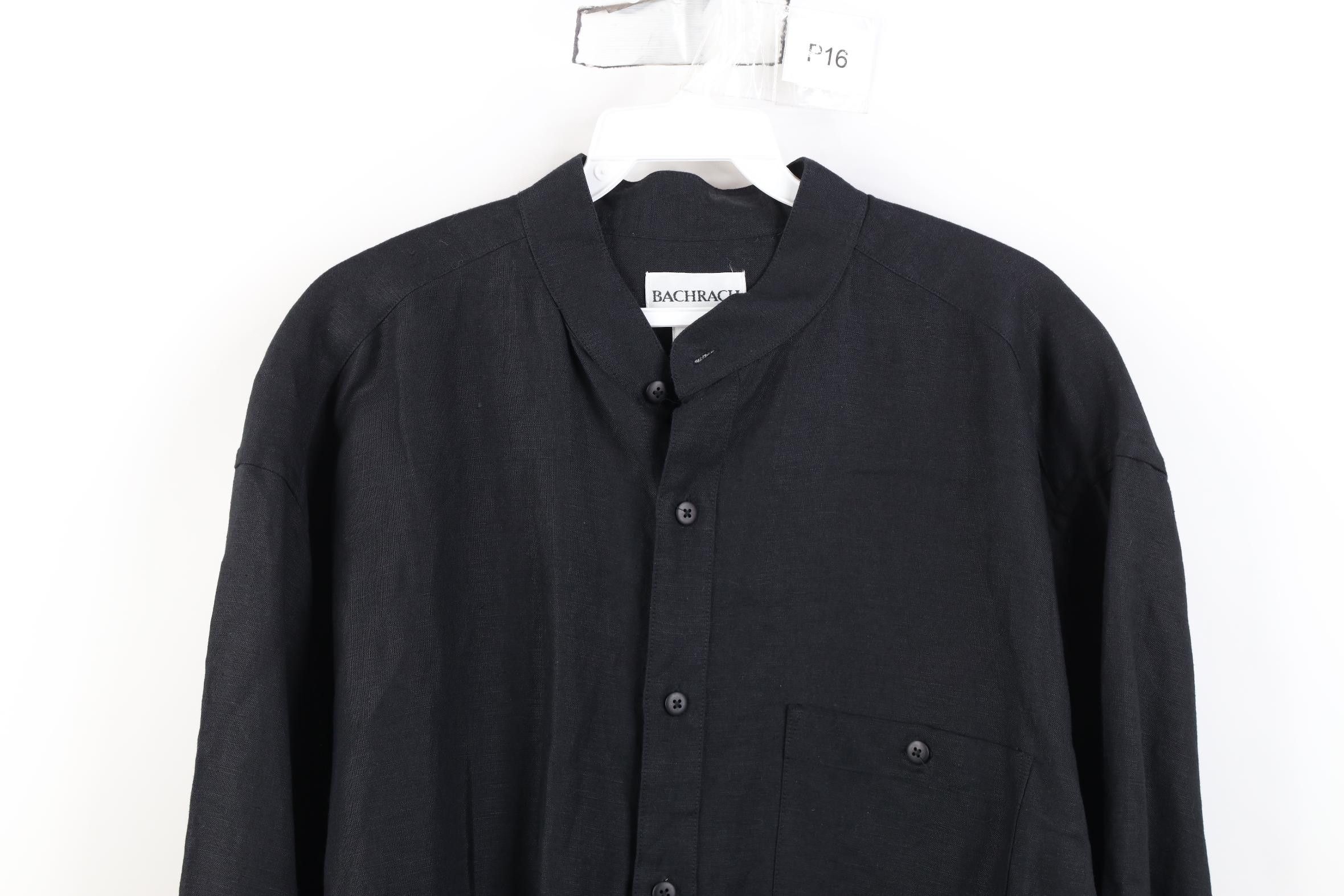 Vintage Vintage 90s Streetwear Gabardine Band Collar Button Shirt Size US L / EU 52-54 / 3 - 2 Thumbnail
