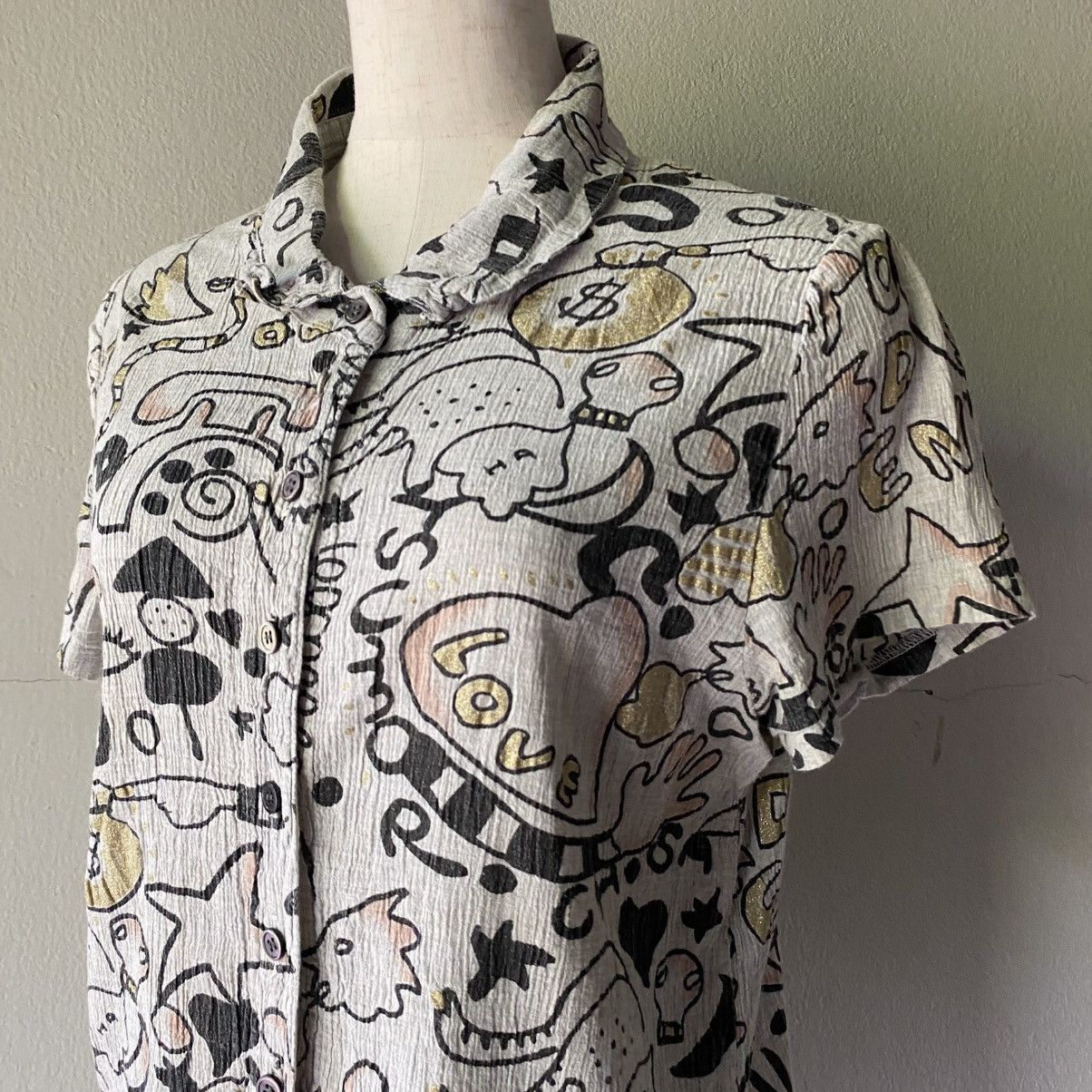 Tsumori Chisato TSUMORI CHISATO Playful Doodle Print Button-Up Shirt Size XS / US 0-2 / IT 36-38 - 14 Thumbnail