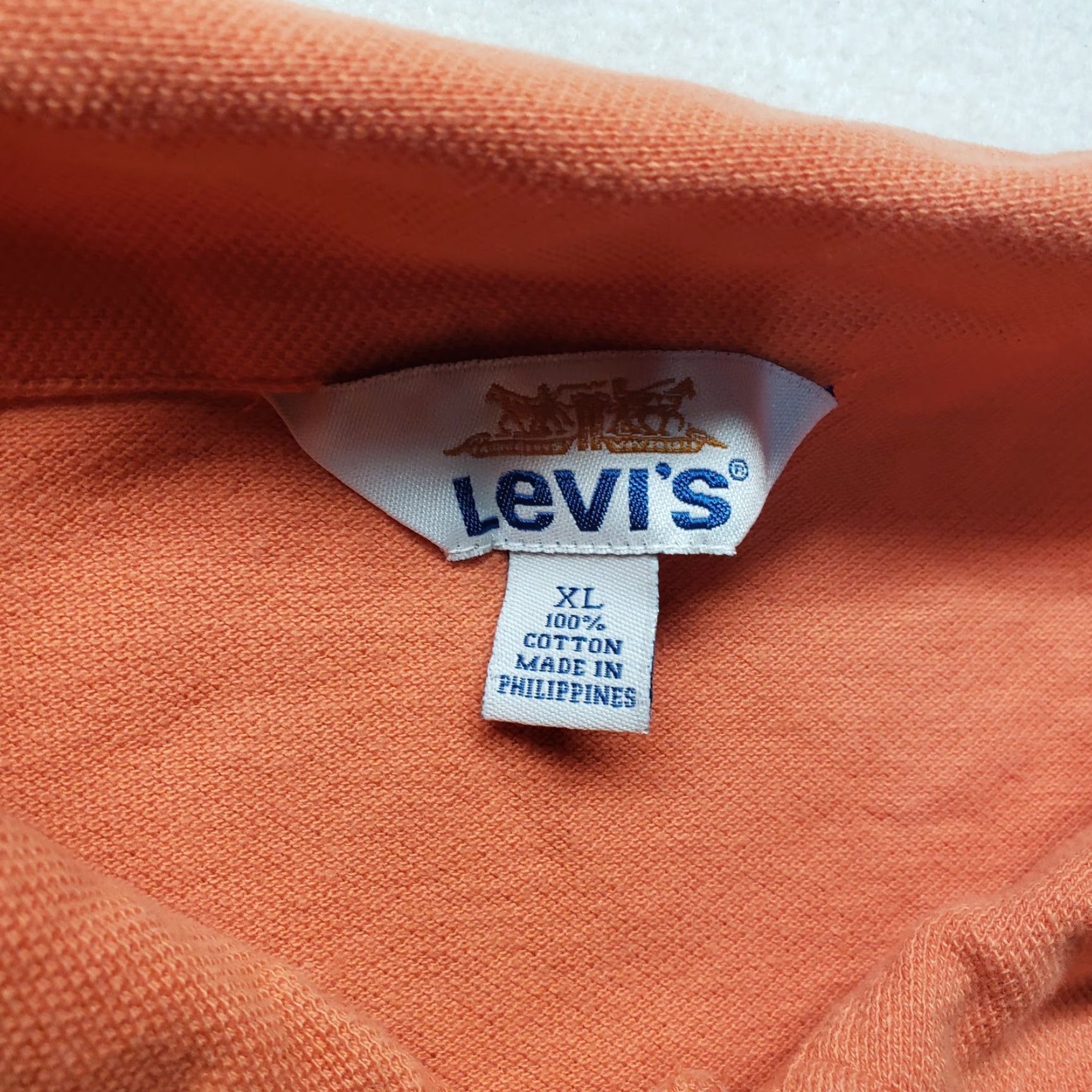 Levi's Levi's Shirt Polo Golf Casual Solid Orange XL Men Short Sleeve Pocket Button Collar Knit Cotton Blend Size US XL / EU 56 / 4 - 3 Thumbnail