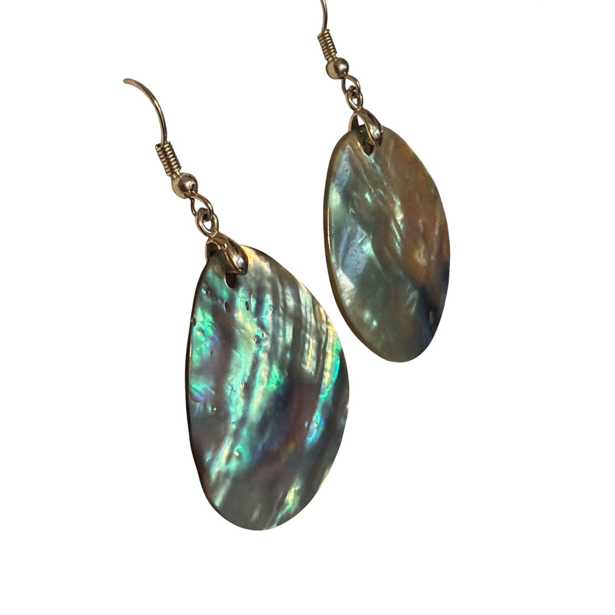 Other Vintage Abalone Shell Dangle Earrings Teardrop Silver Tone 2 Size ONE SIZE - 2 Thumbnail