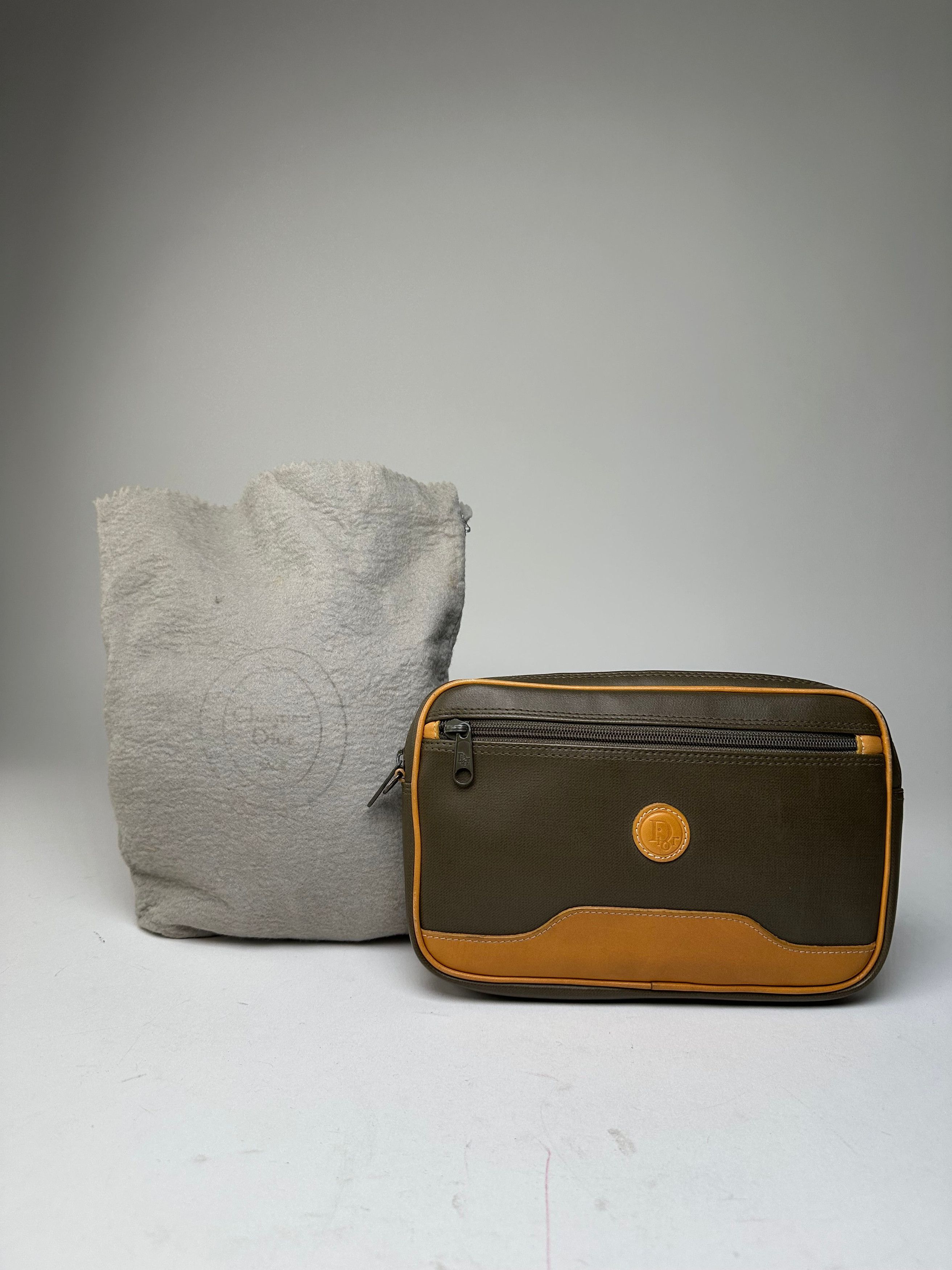 Dior Vintage Canvas Leather Pouch Clutch Khaki Tan Size ONE SIZE - 1 Thumbnail