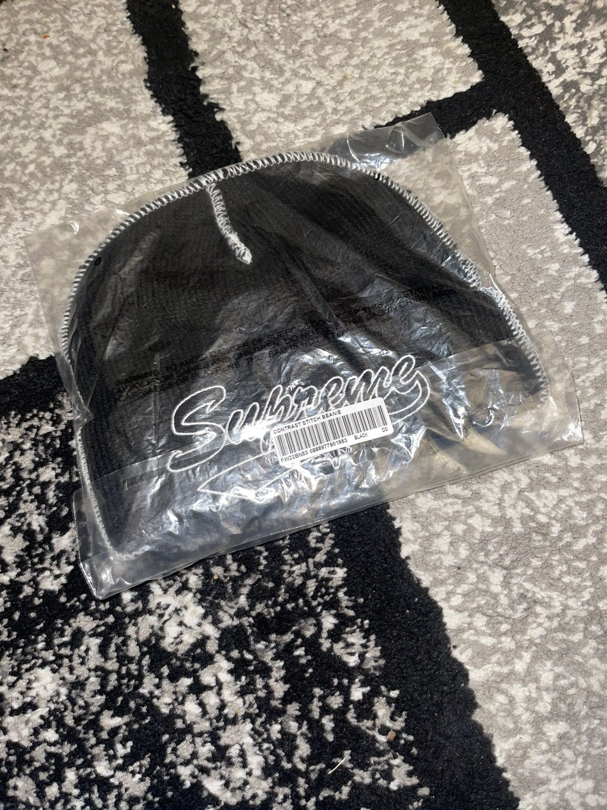 Supreme Contrast Stitch Beanie (FW22) - $38
