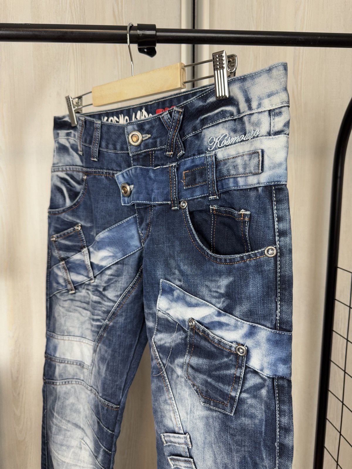 Japanese Brand Kosmo Lupo avant garde blue faded multipocket jeans denim Size US 33 - 5 Thumbnail