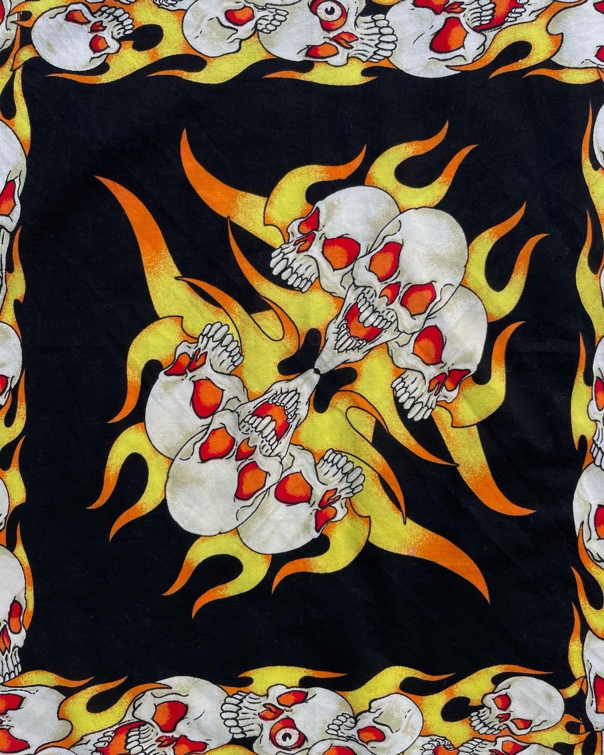 Vintage Vintage Bandanna with Sculls and Fires Size ONE SIZE - 2 Thumbnail