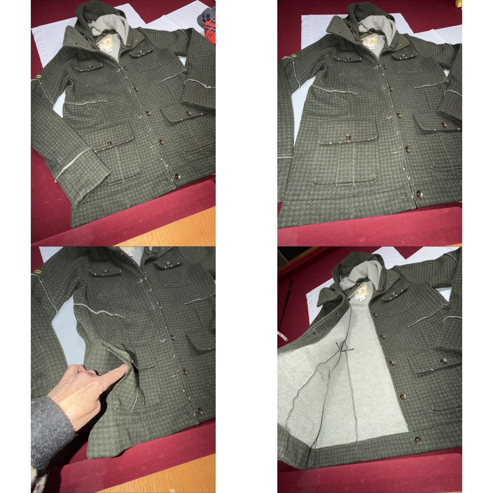 Billabong Billabong Gray Houndstooth Button Knit Jacket Hooded Flap Pockets L Womens Regular Lg Size L / US 10 / IT 46 - 8 Thumbnail